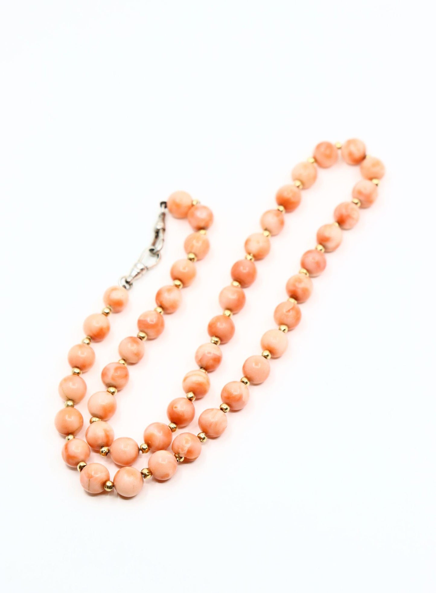 Vintage Silver & Gold Coral Beads Necklace
