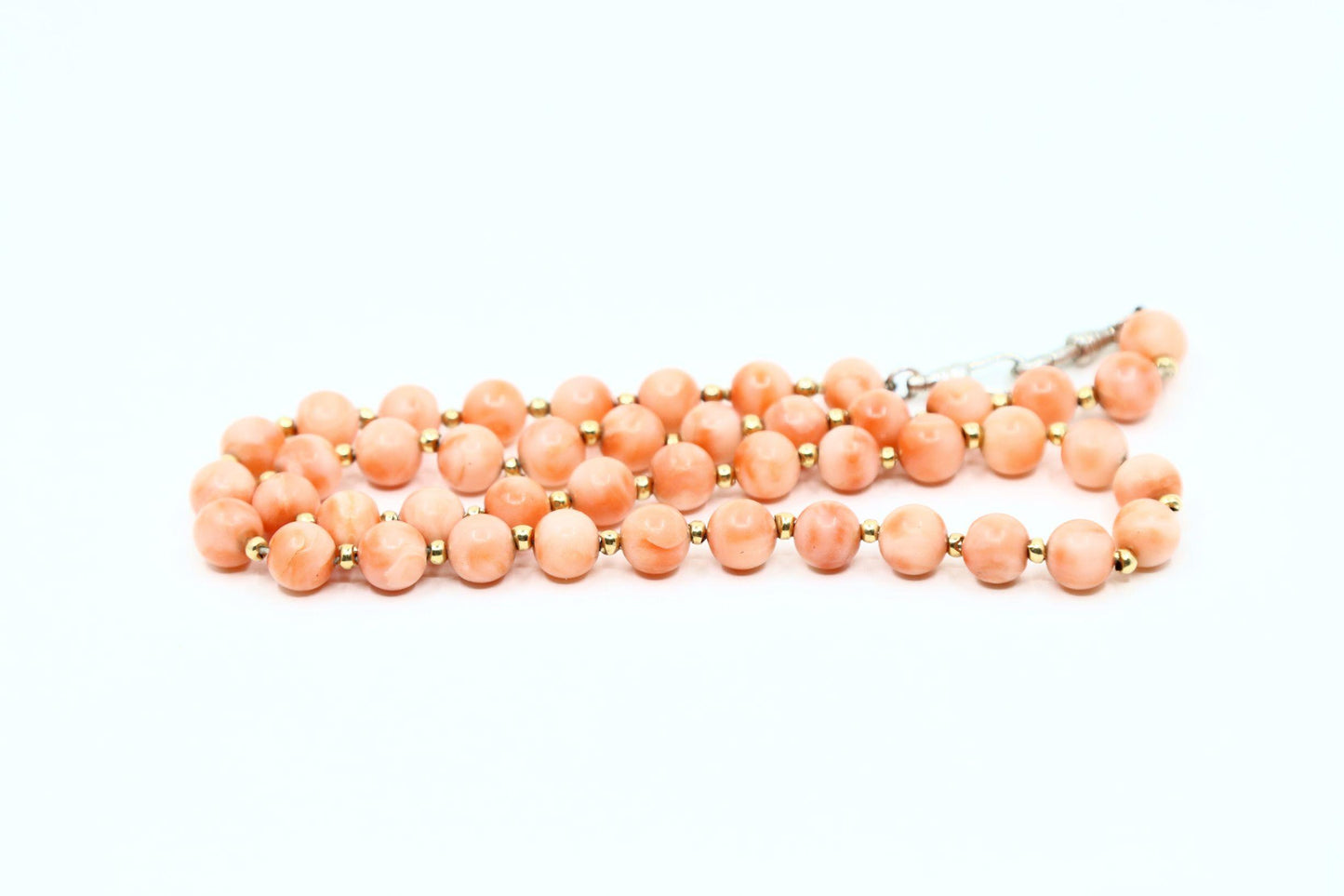 Vintage Silver & Gold Coral Beads Necklace