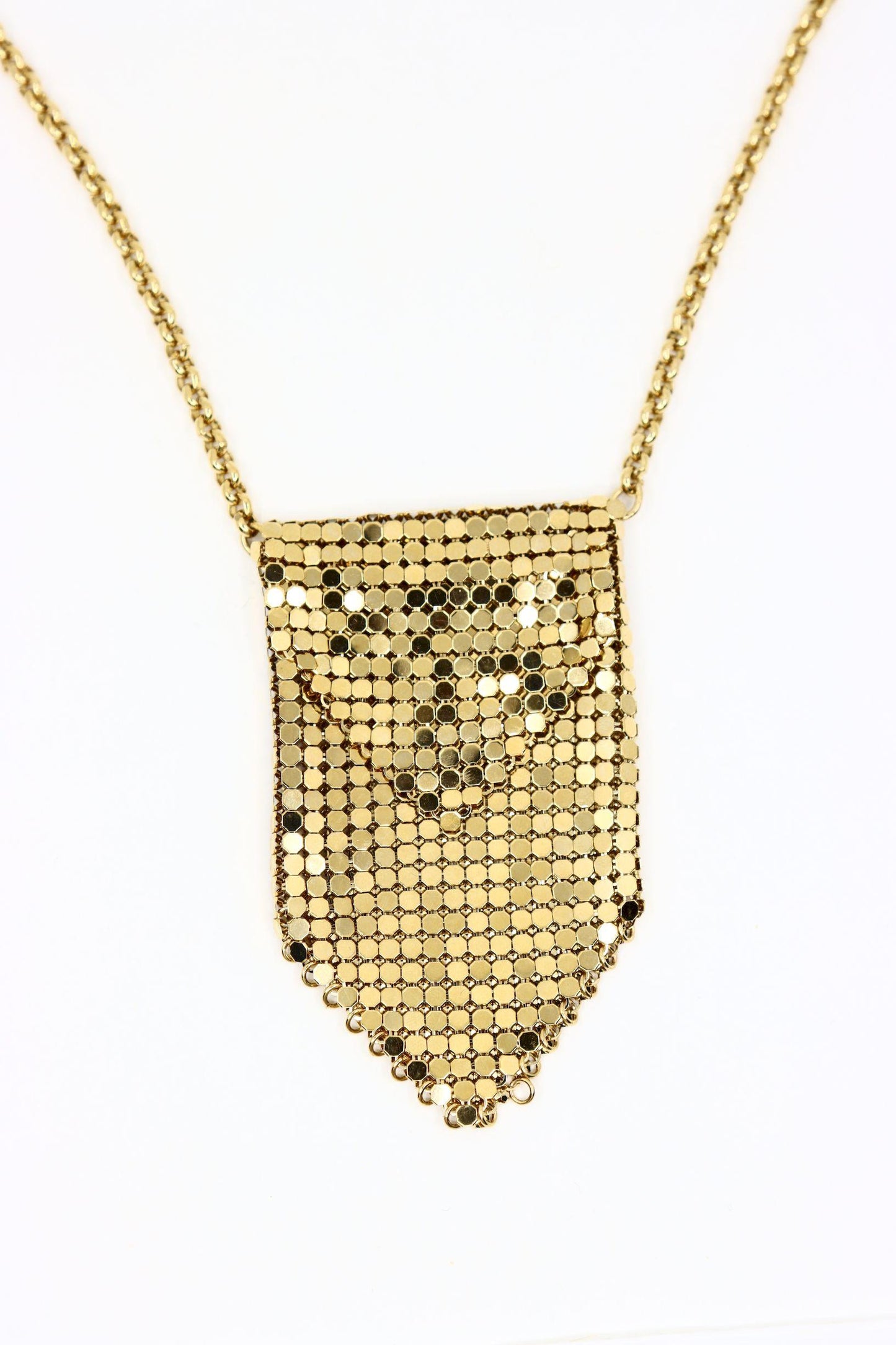 Vintage Paco Rabanne Gold Tone Chainmail Mini Purse Necklace