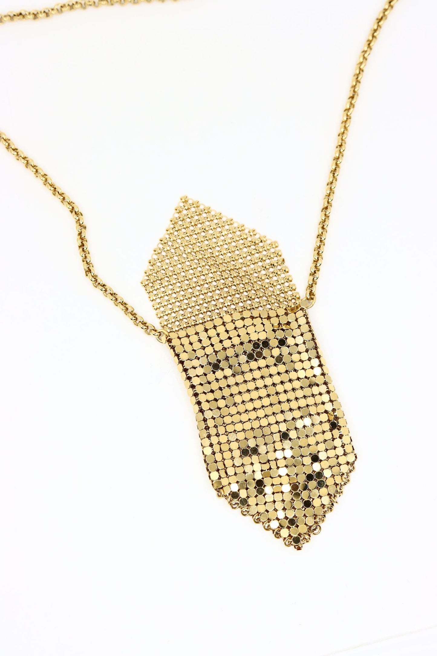 Vintage Paco Rabanne Gold Tone Chainmail Mini Purse Necklace
