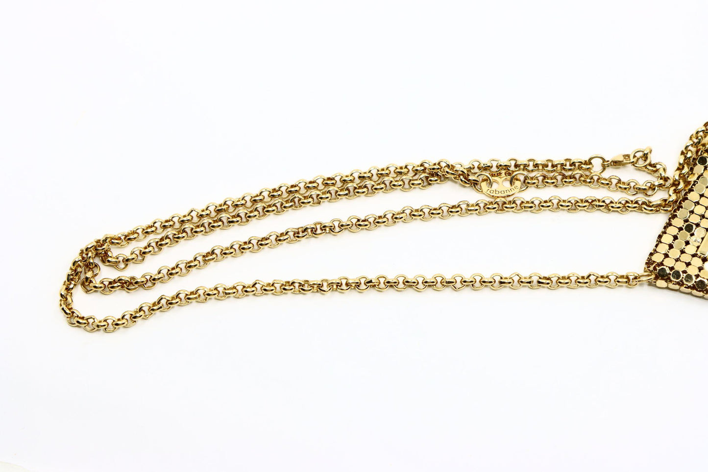 Vintage Paco Rabanne Gold Tone Chainmail Mini Purse Necklace