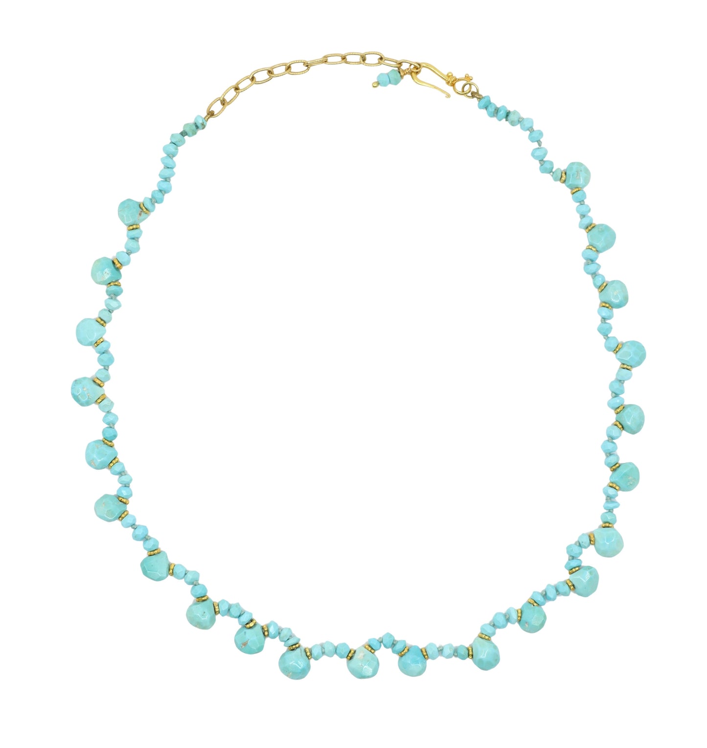 Vintage 18K Gold Turquoise Beads Necklace
