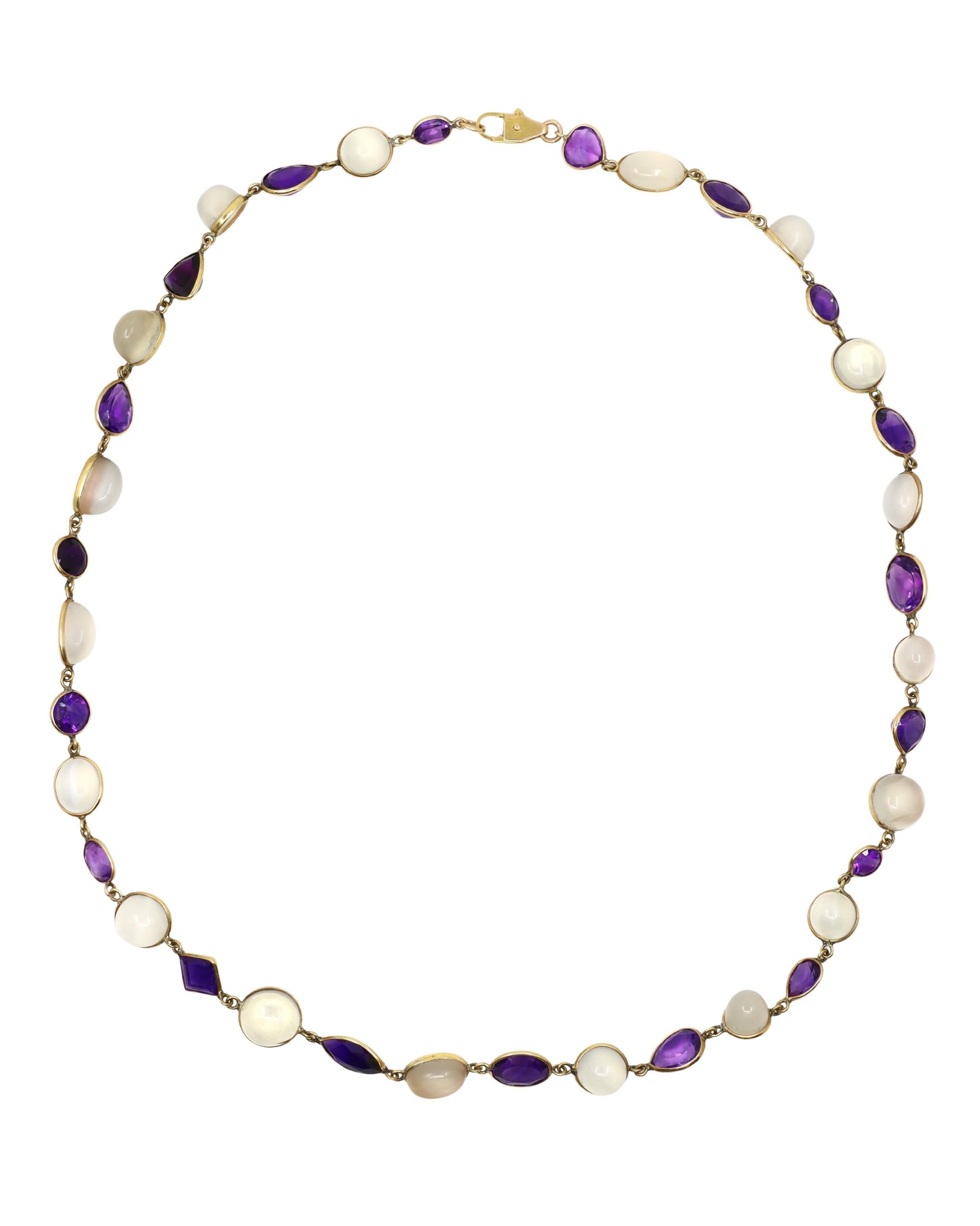 14K Gold Mix-Cut Amethyst Moonstone Necklace