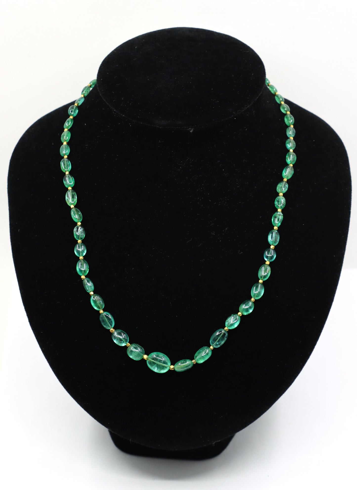 14K Gold Emerald Beads Necklace