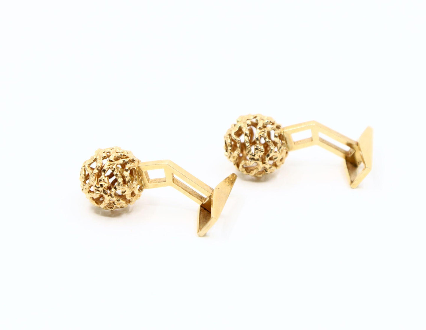 Vintage Ole Lynggaard 14K Gold Ball Cufflinks