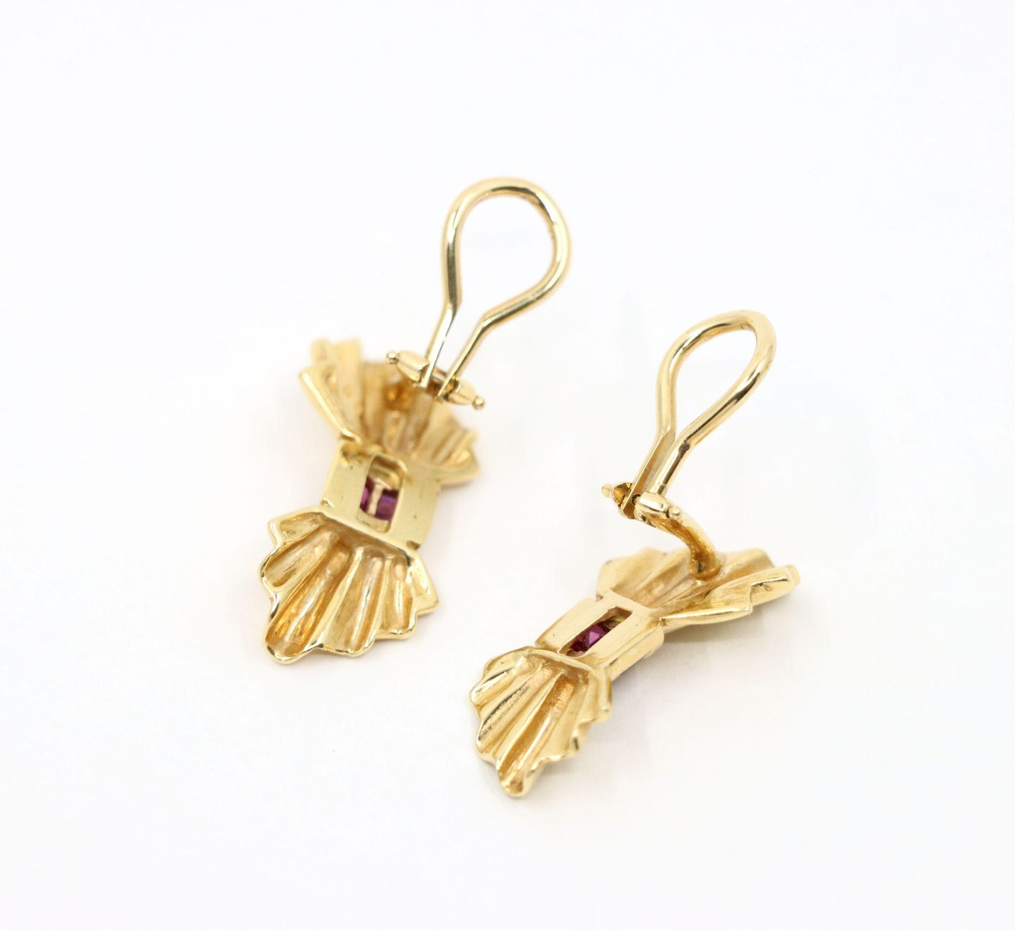 Tiffany & Co. 14K Gold Ruby Bow Clip Earrings & Brooch