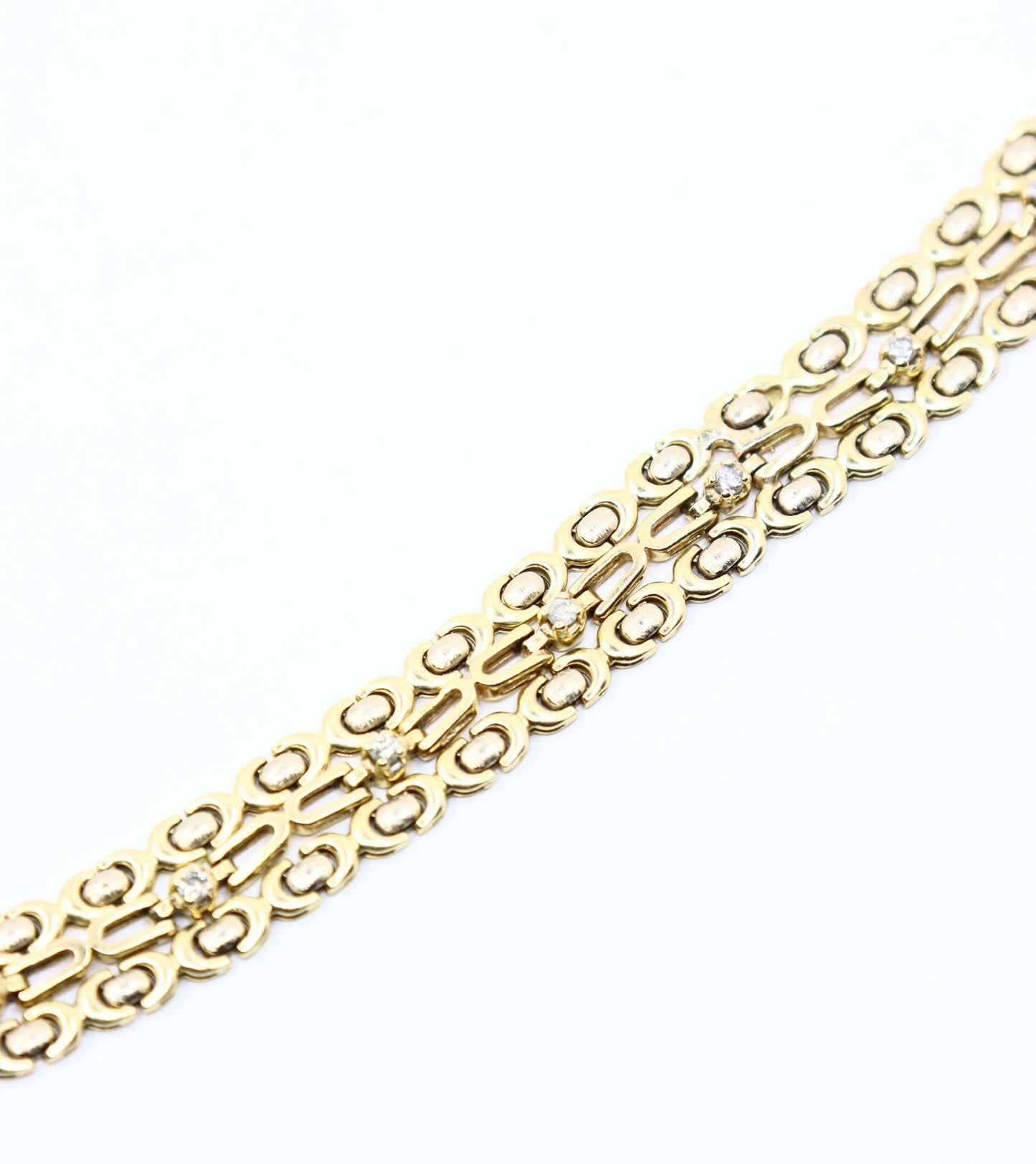 14K Gold 3-Stands Diamond Chain Bracelet