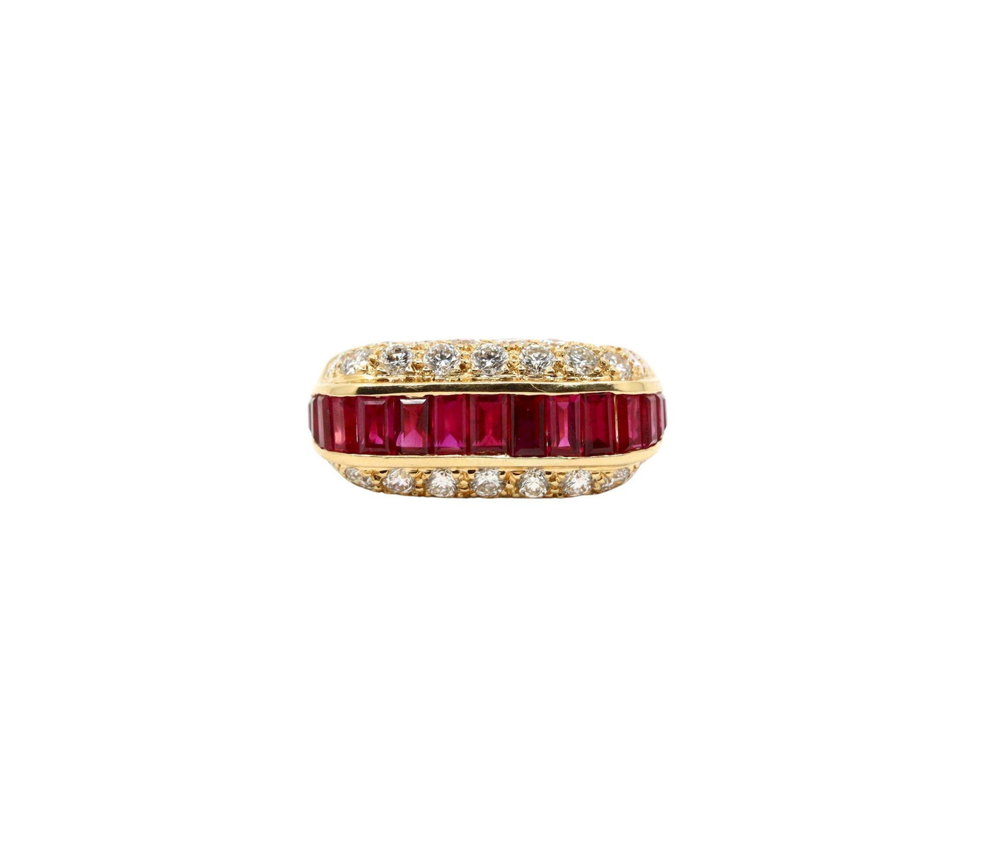 Oscar Heyman 18K Gold Diamond Ruby Ring