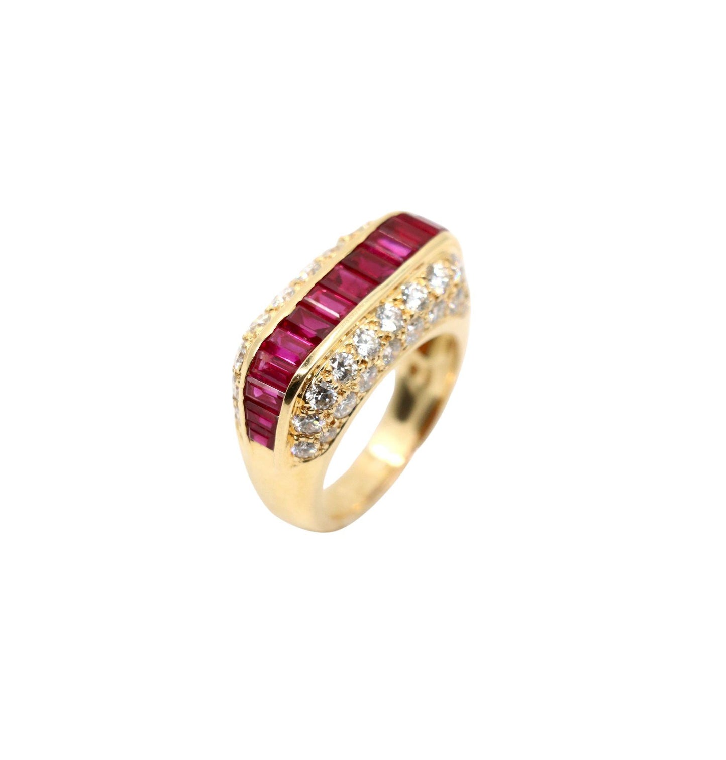 Oscar Heyman 18K Gold Diamond Ruby Ring