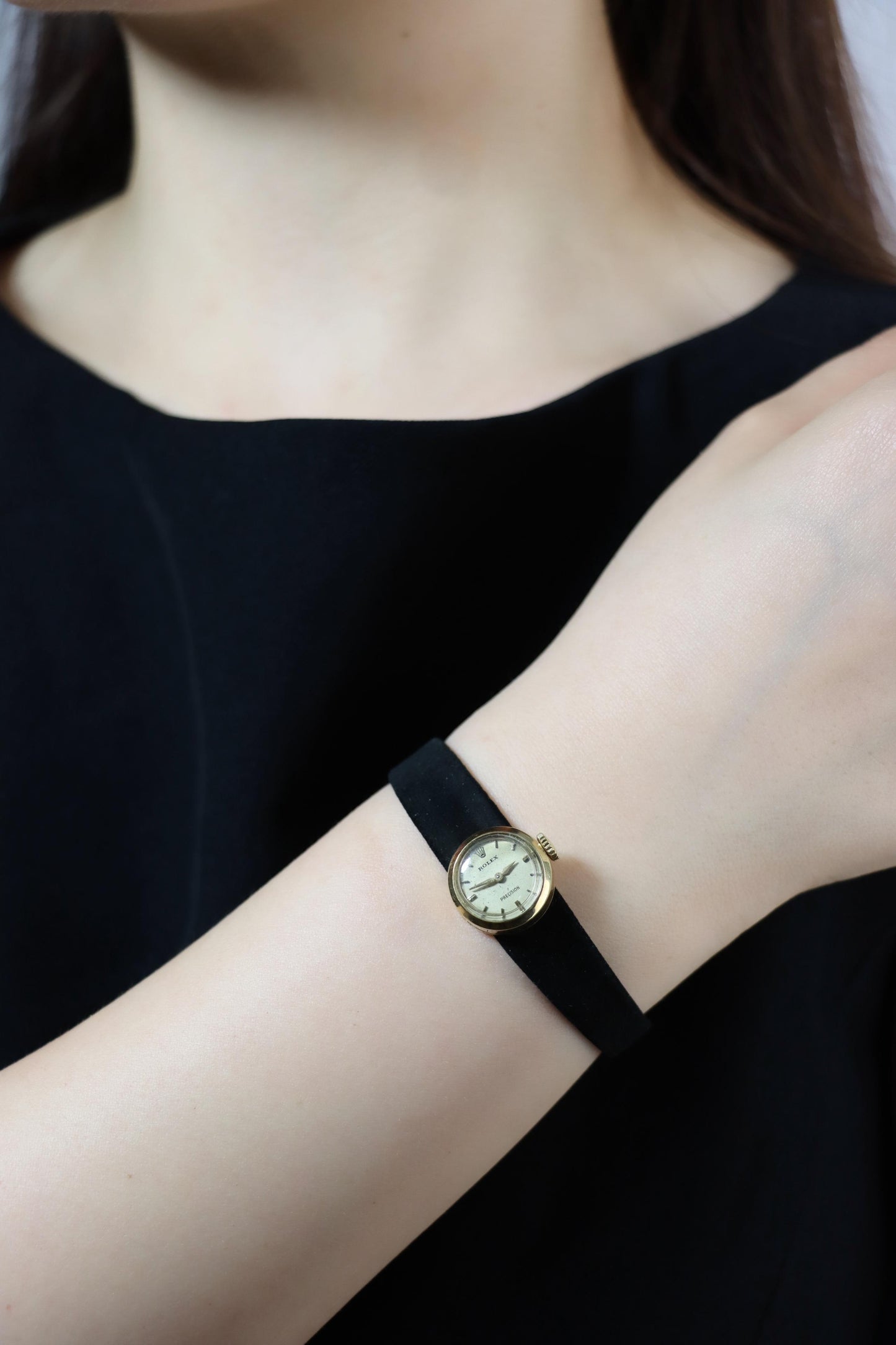 Vintage Rolex Precision 14KT Gold Velvet Watch