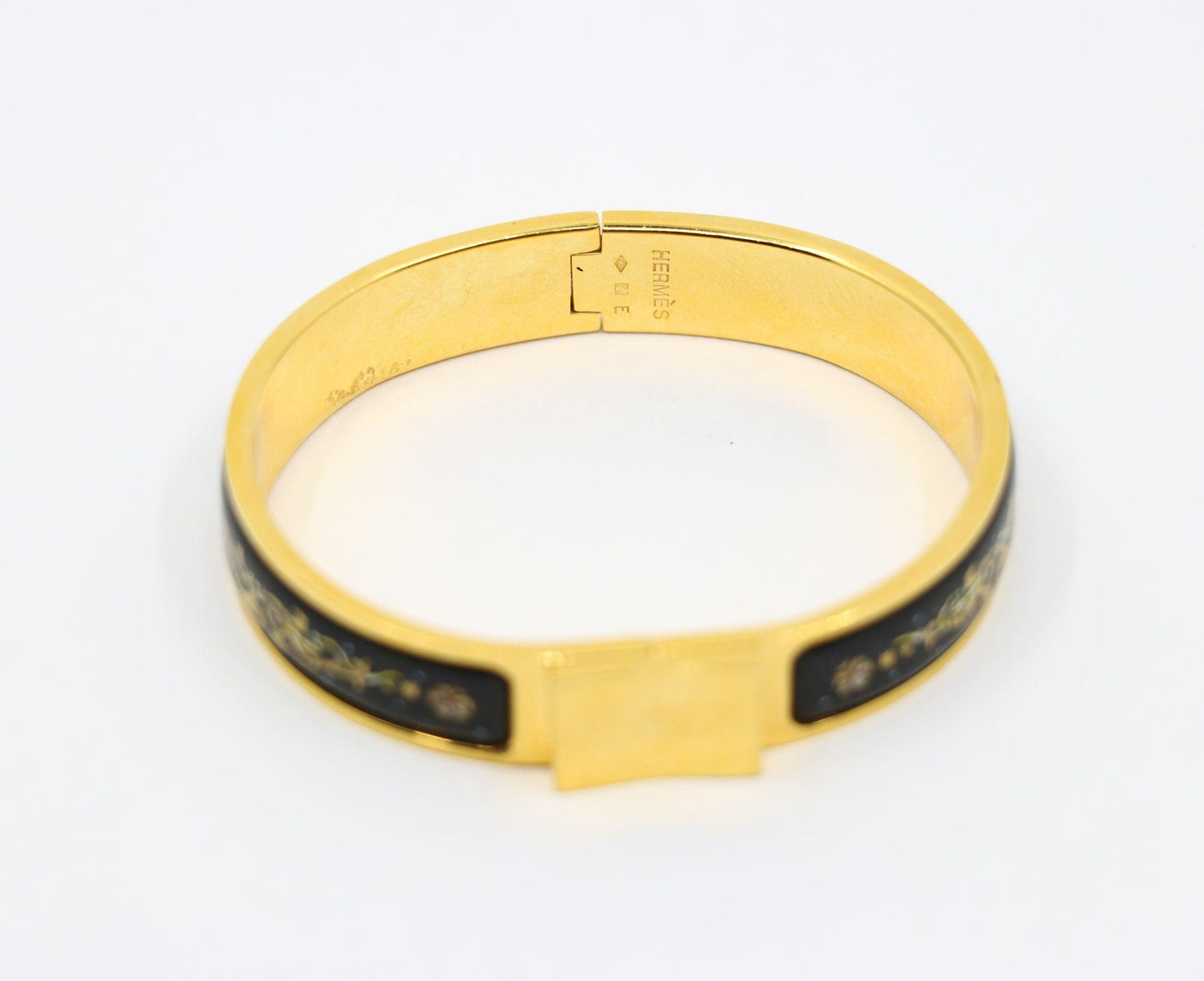 Hermes Gold Tone Pattern Enamel Bracelet