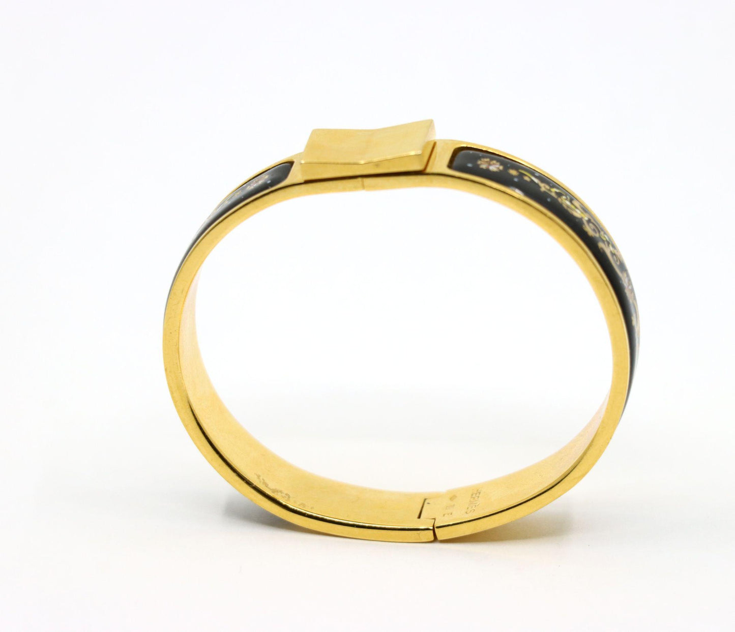 Hermes Gold Tone Pattern Enamel Bracelet
