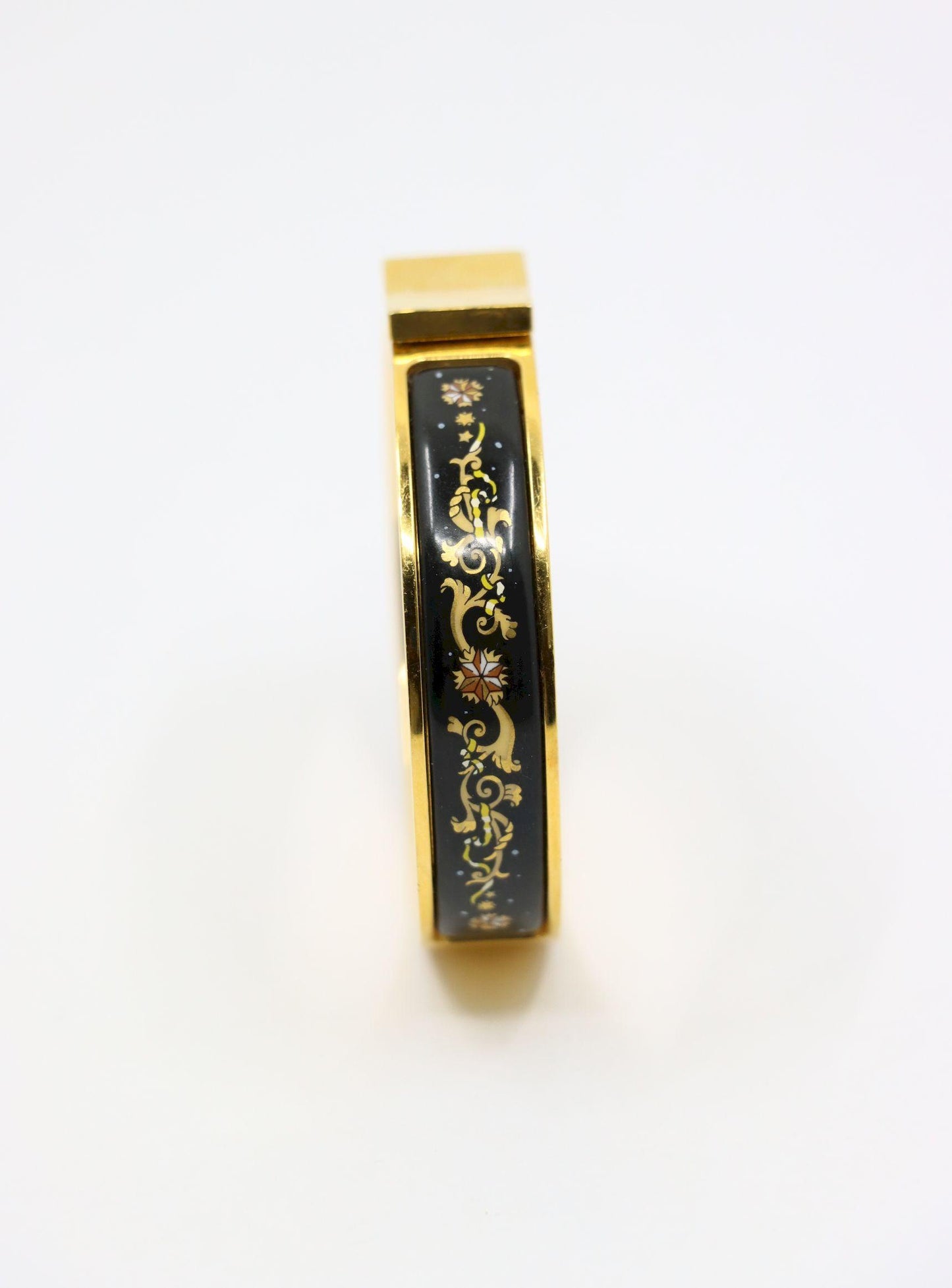 Hermes Gold Tone Pattern Enamel Bracelet