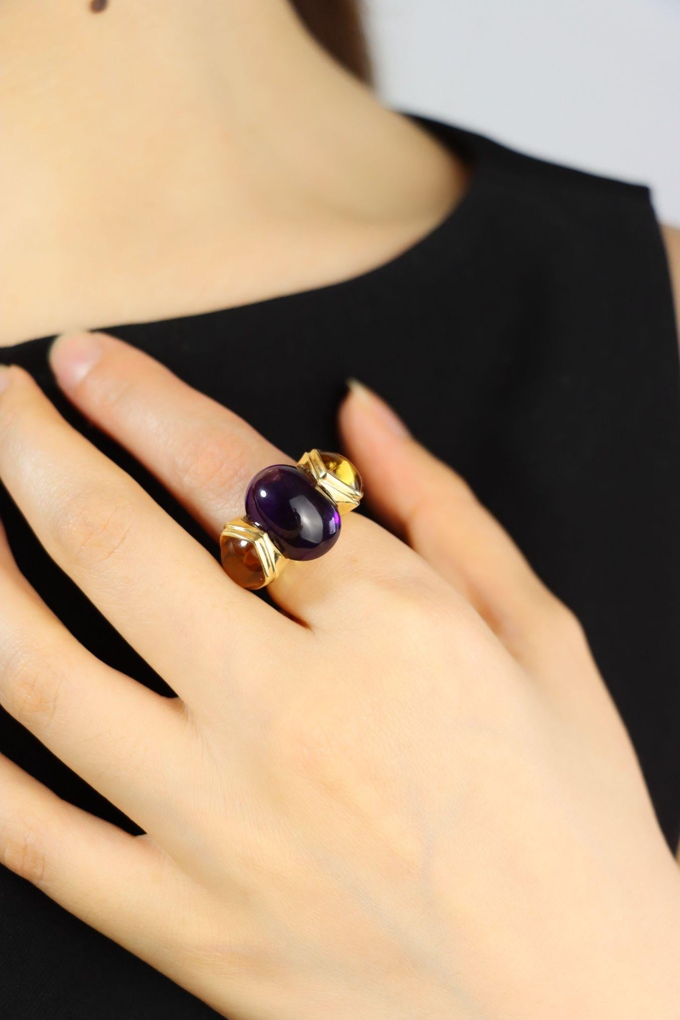 Marina B. 18K Gold Amethyst Citrine Peridot Ring