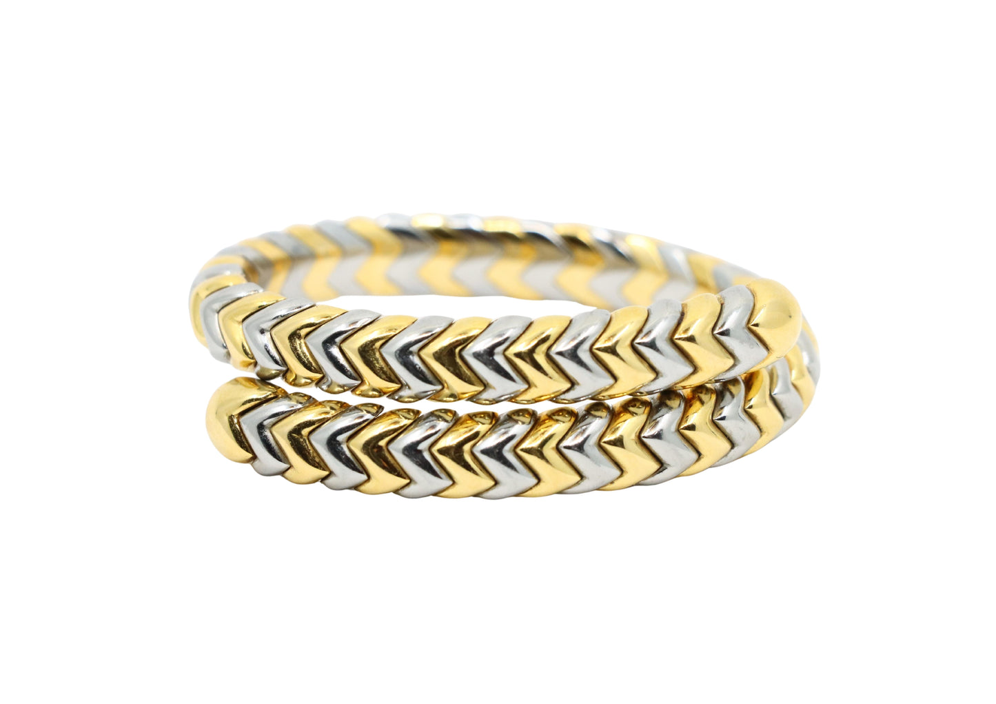 Vintage Bulgari Serpenti 18K Yellow & White Gold Spiga Bracelet