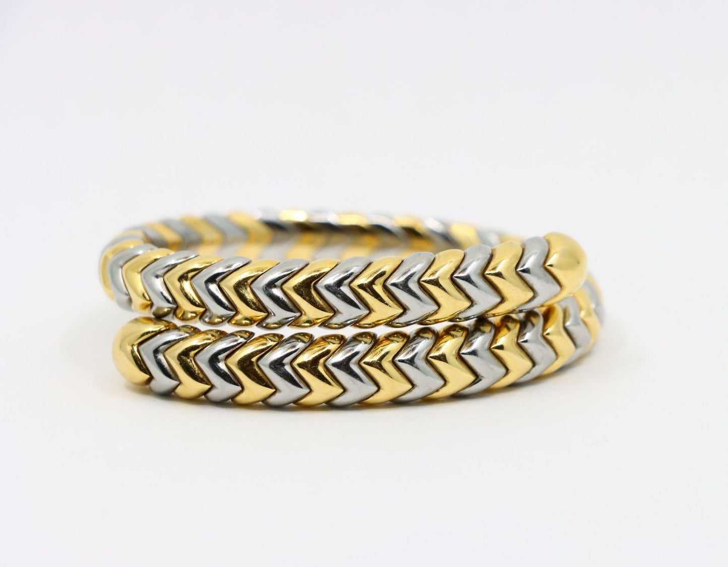 Vintage Bulgari Serpenti 18K Yellow & White Gold Spiga Bracelet