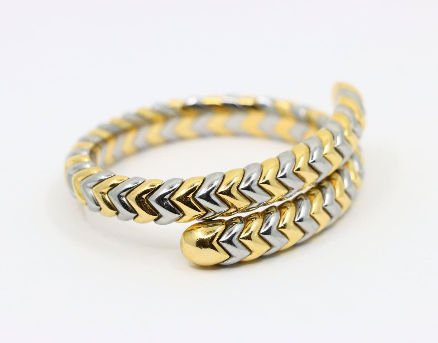 Vintage Bulgari Serpenti 18K Yellow & White Gold Spiga Bracelet