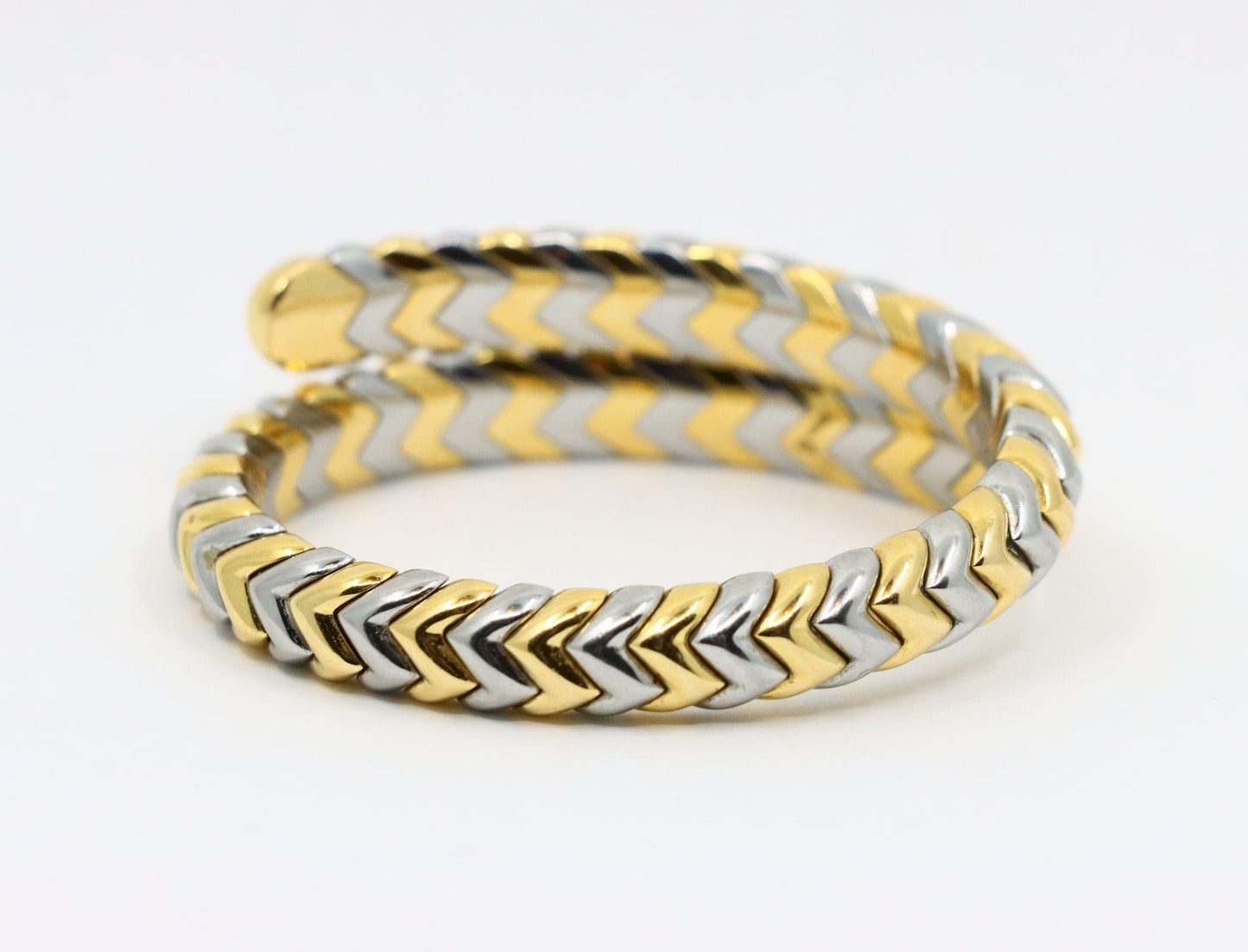 Vintage Bulgari Serpenti 18K Yellow & White Gold Spiga Bracelet
