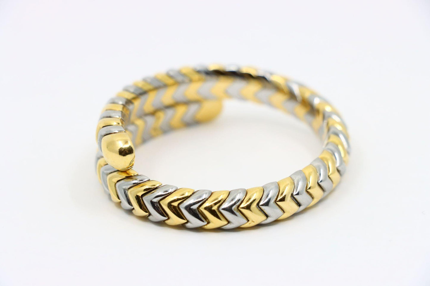 Vintage Bulgari Serpenti 18K Yellow & White Gold Spiga Bracelet
