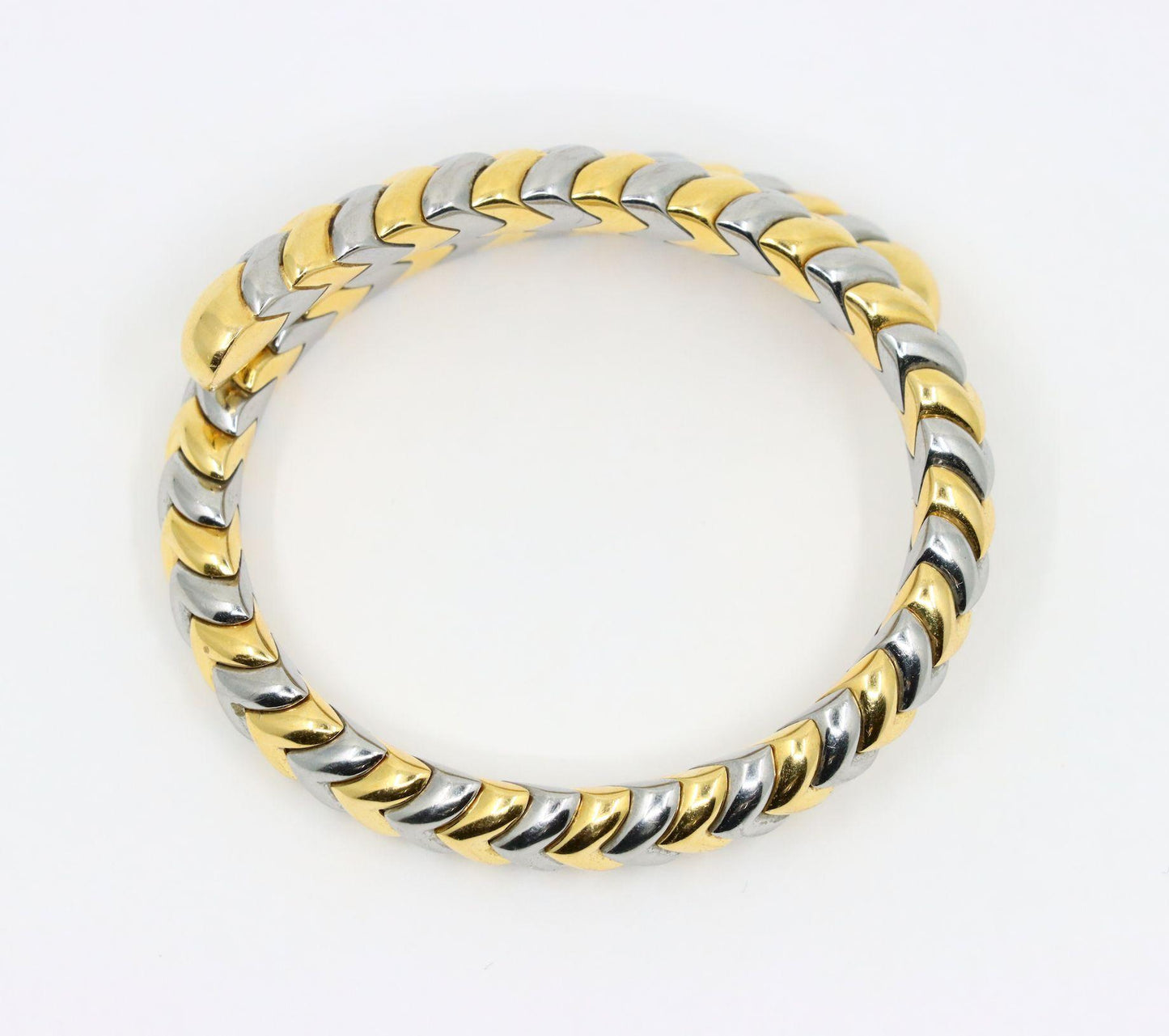 Vintage Bulgari Serpenti 18K Yellow & White Gold Spiga Bracelet