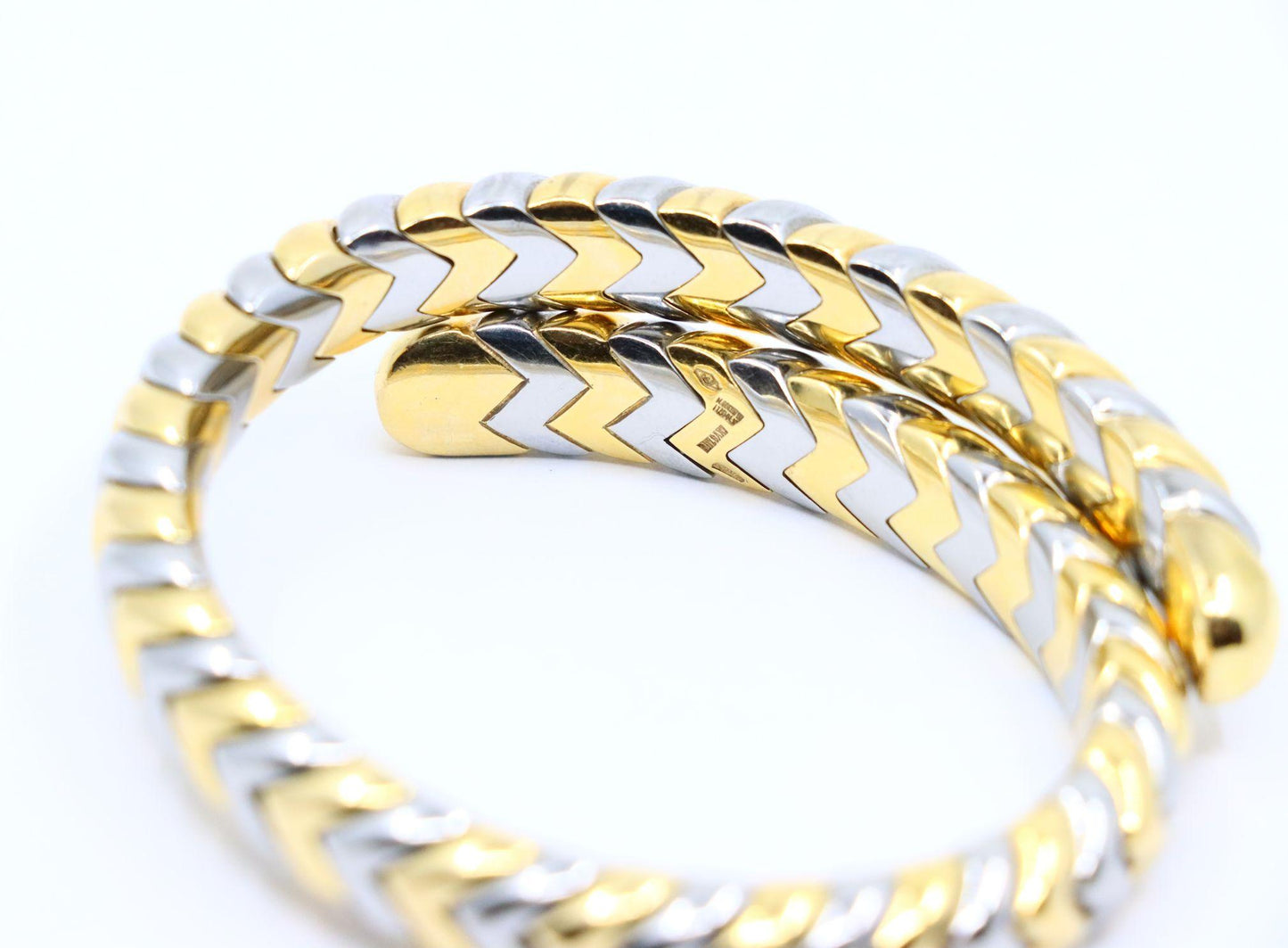Vintage Bulgari Serpenti 18K Yellow & White Gold Spiga Bracelet
