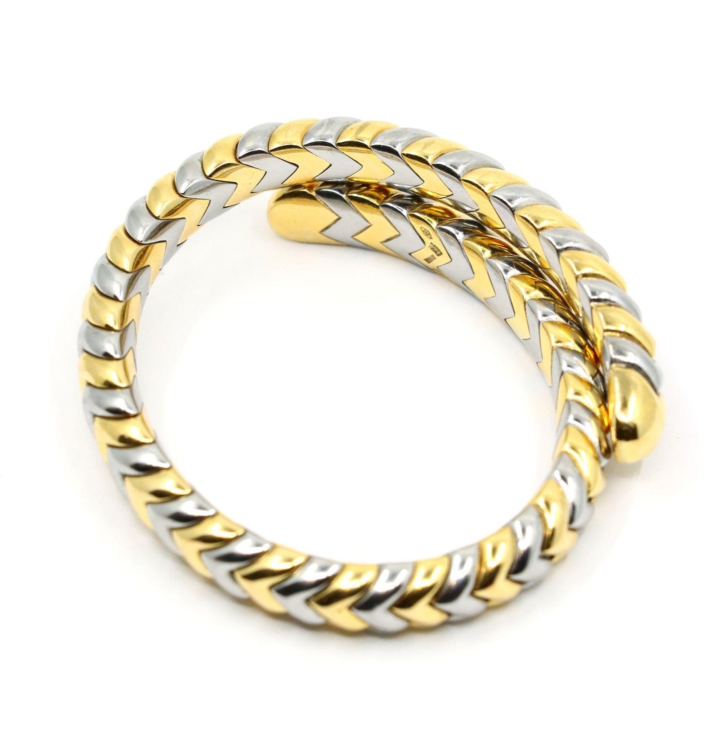 Vintage Bulgari Serpenti 18K Yellow & White Gold Spiga Bracelet