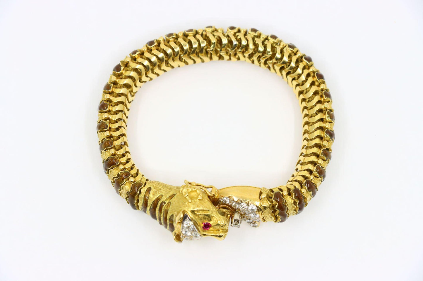 Vintage 18K Yellow Gold Tiger Bracelet