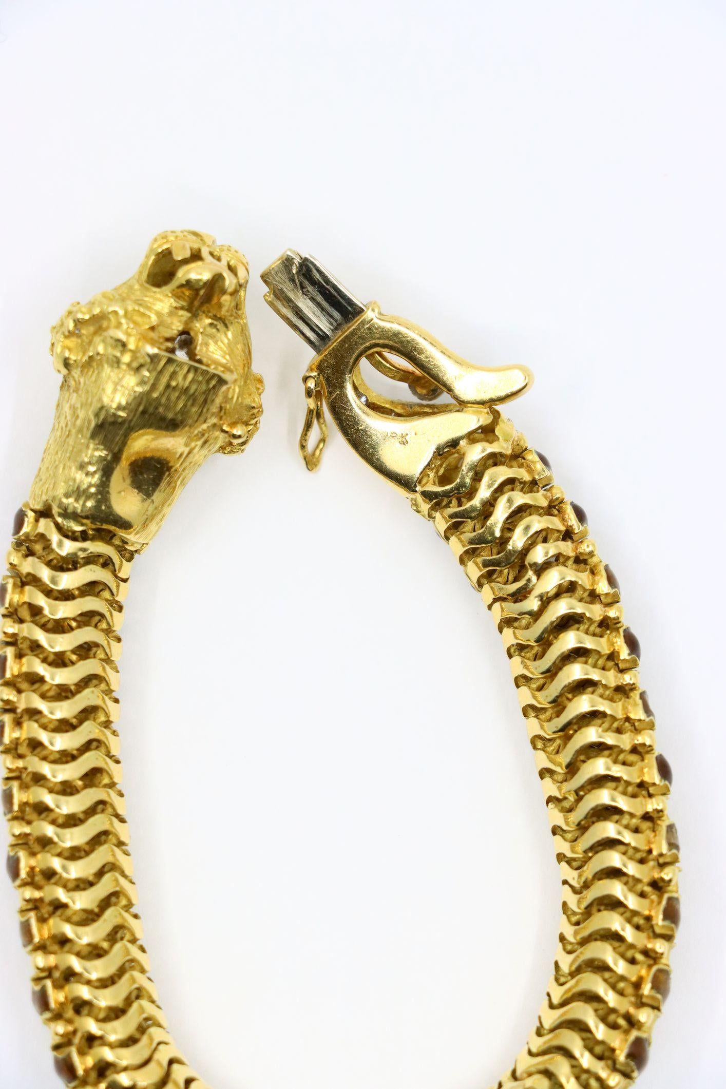 Vintage 18K Yellow Gold Tiger Bracelet