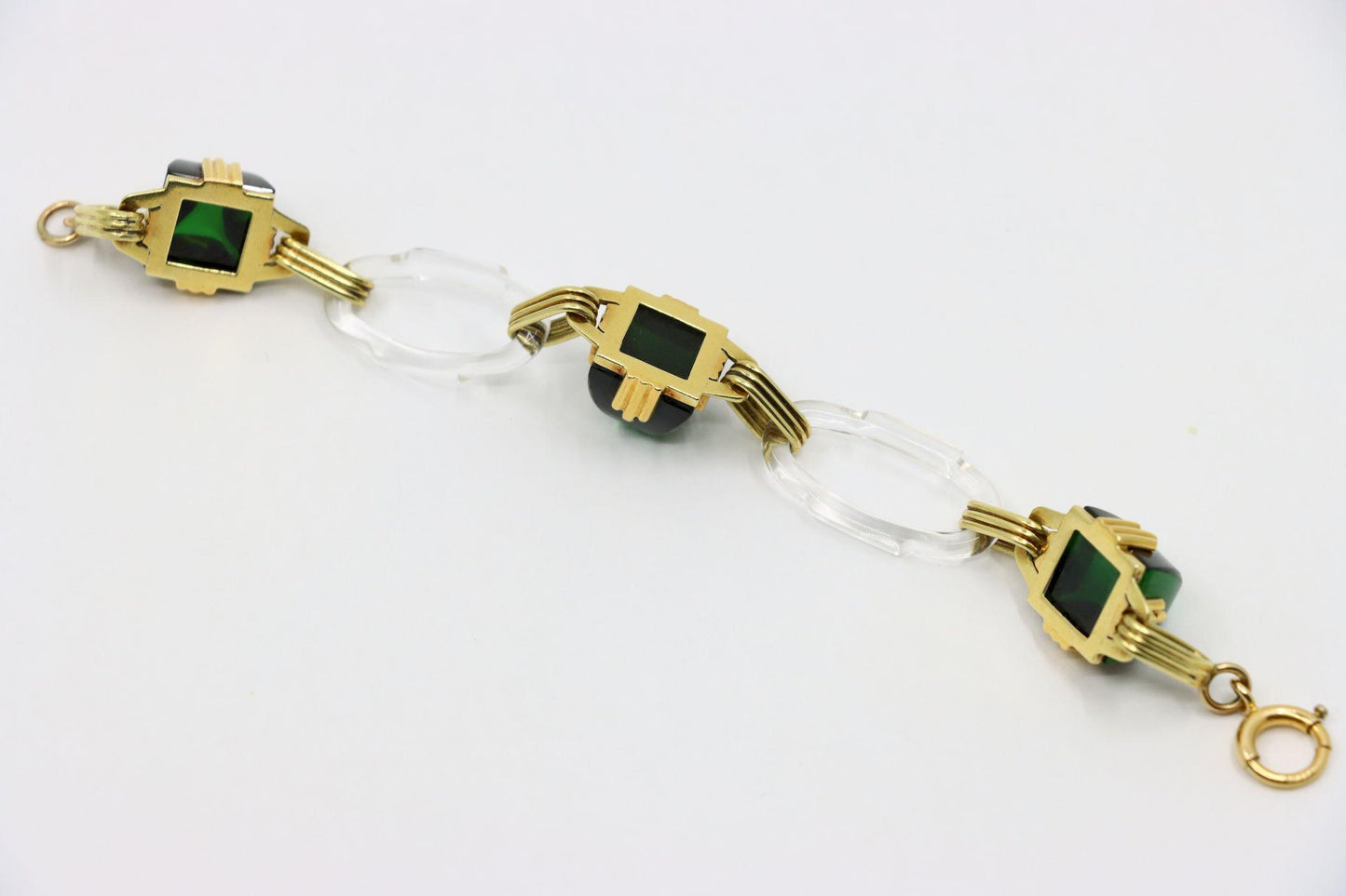 Vintage 14K Gold Rock Crystal Link Bracelet