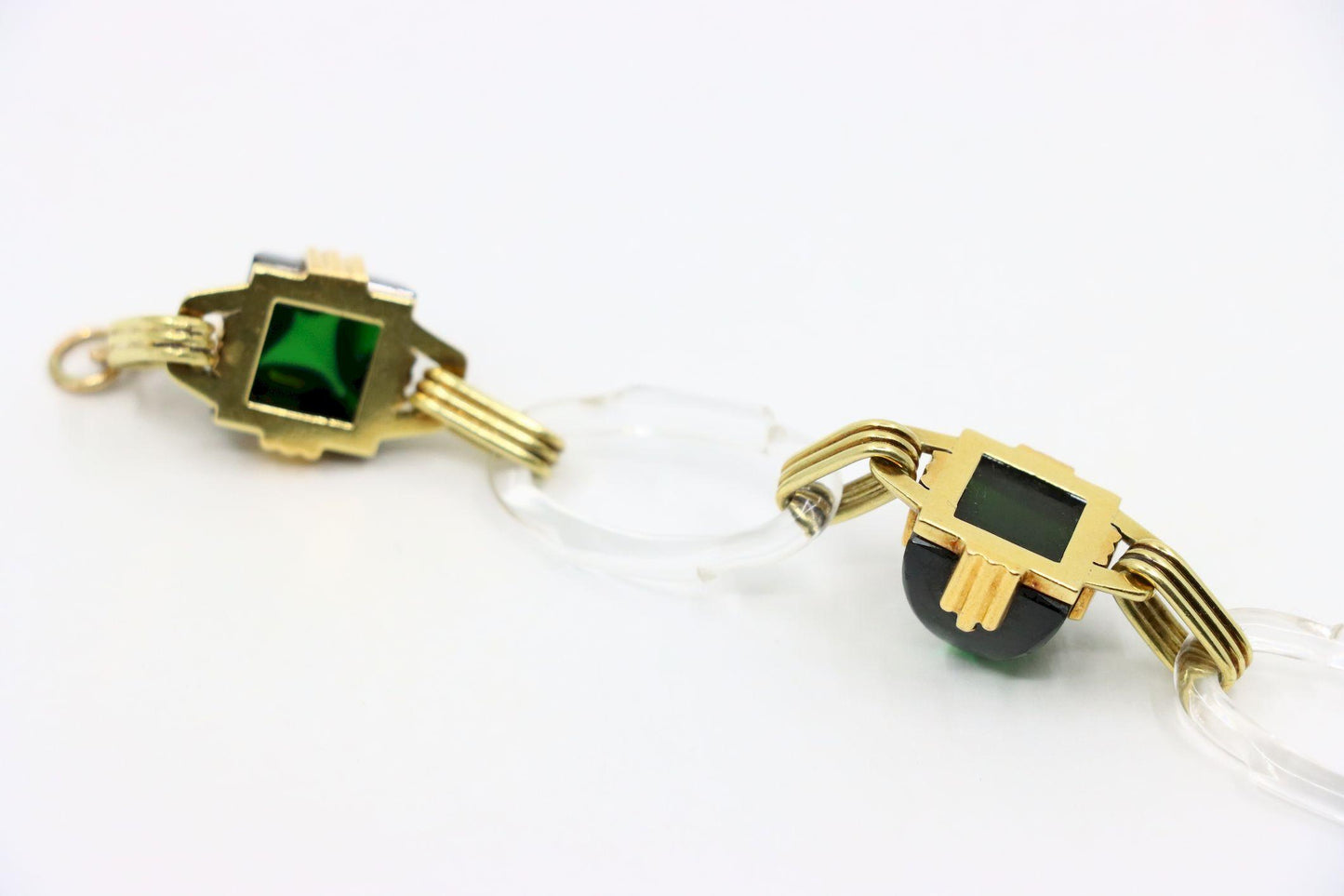 Vintage 14K Gold Rock Crystal Link Bracelet