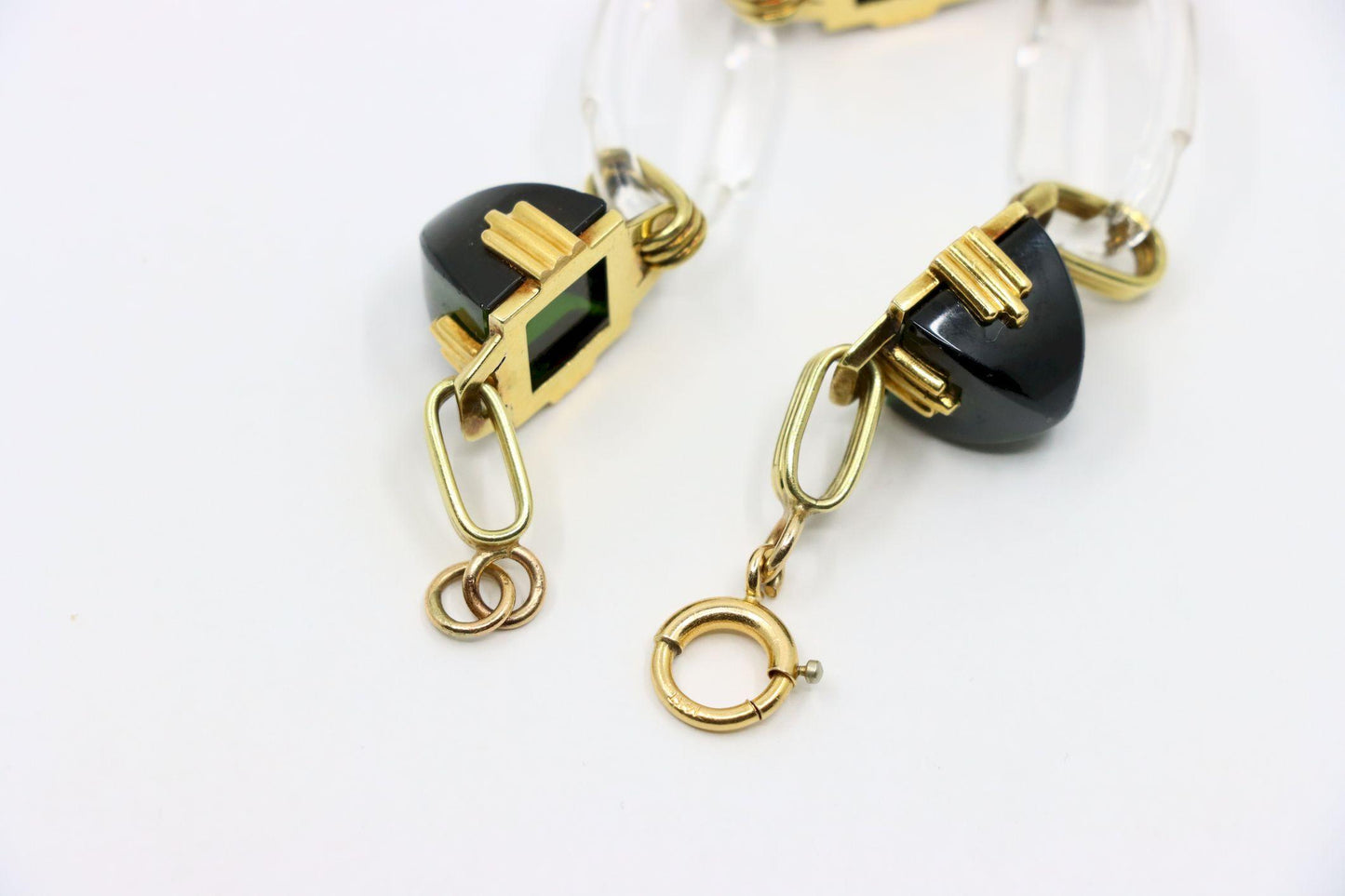 Vintage 14K Gold Rock Crystal Link Bracelet