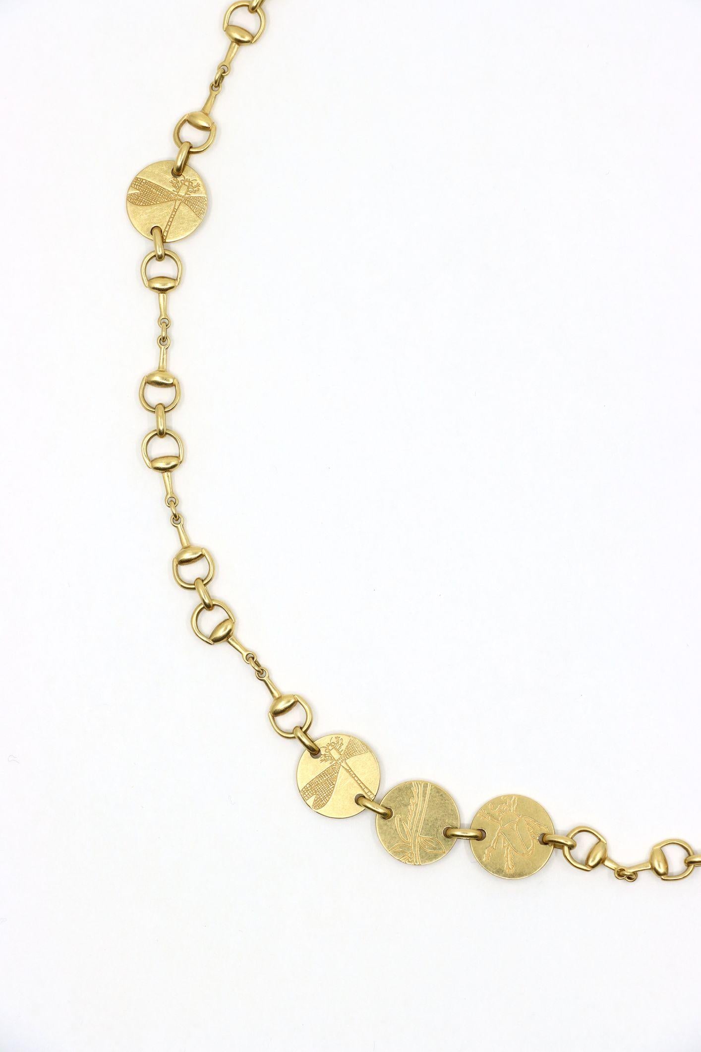 GUCCI Gold Tone Tiger Eye Insect Necklace