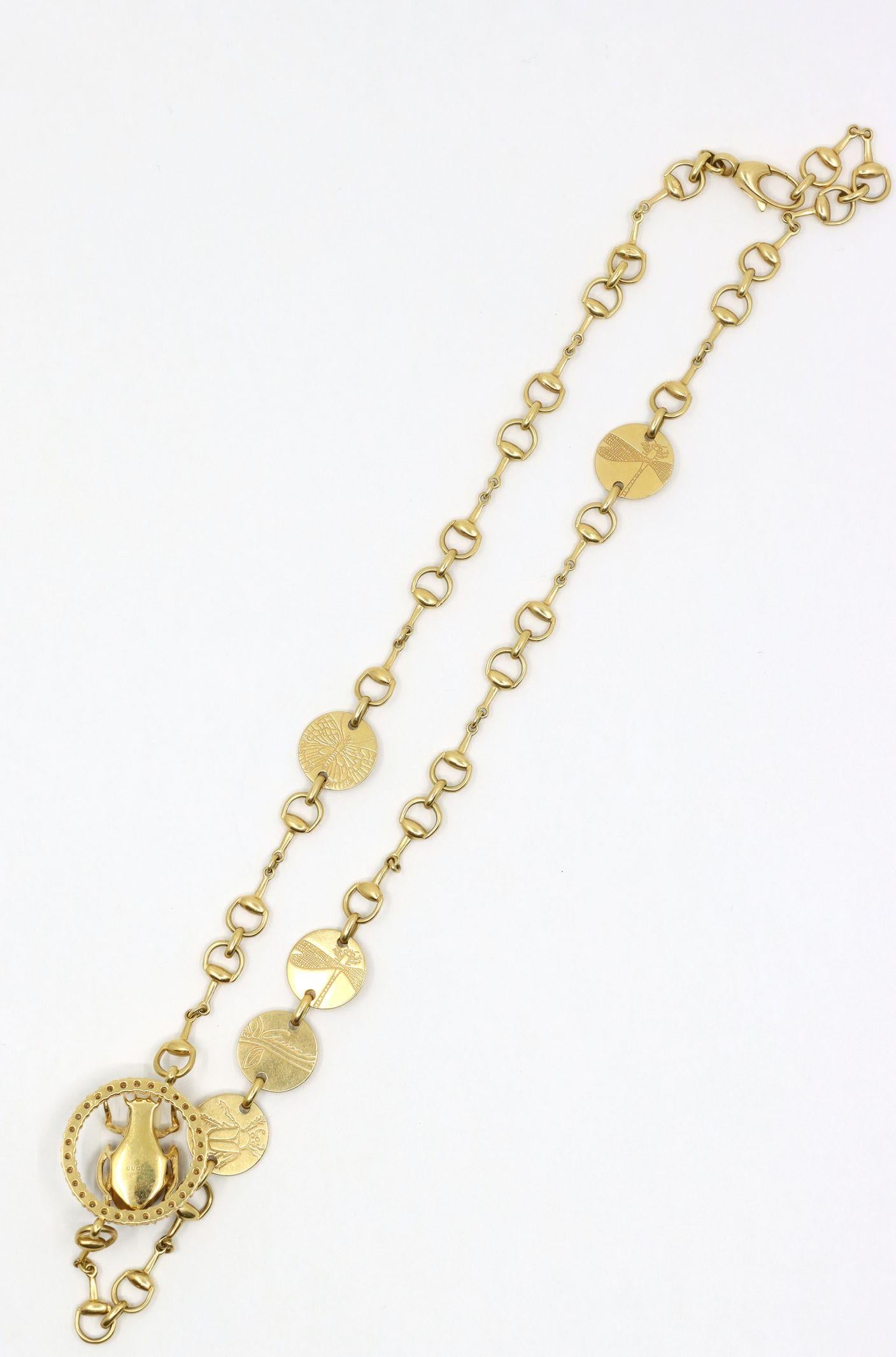 GUCCI Gold Tone Tiger Eye Insect Necklace