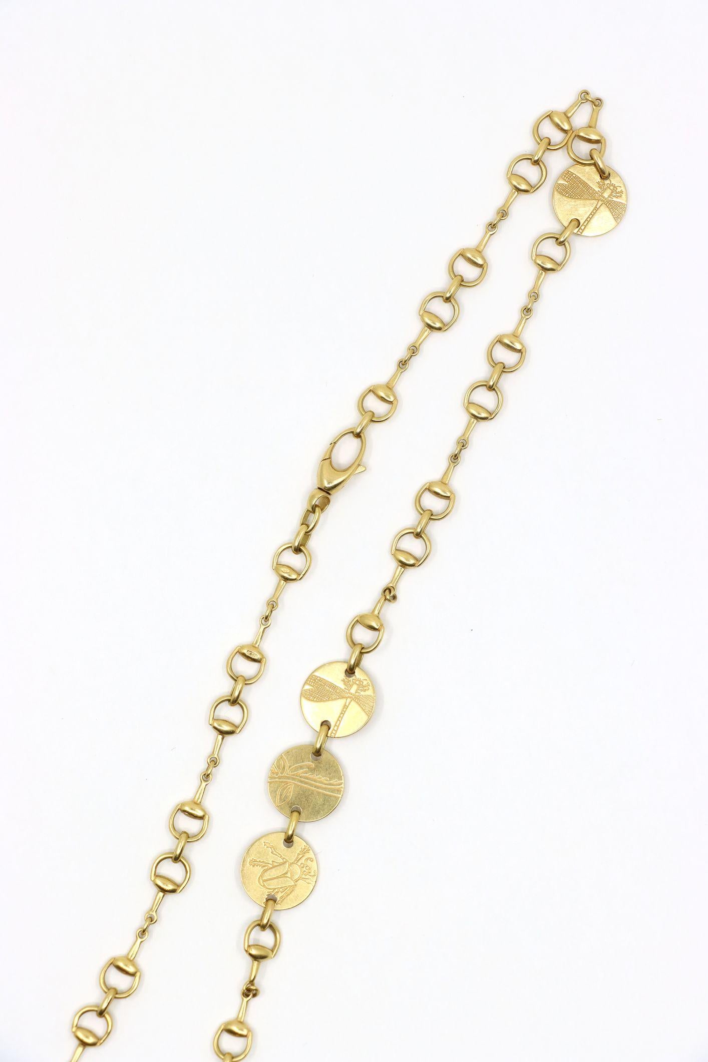 GUCCI Gold Tone Tiger Eye Insect Necklace