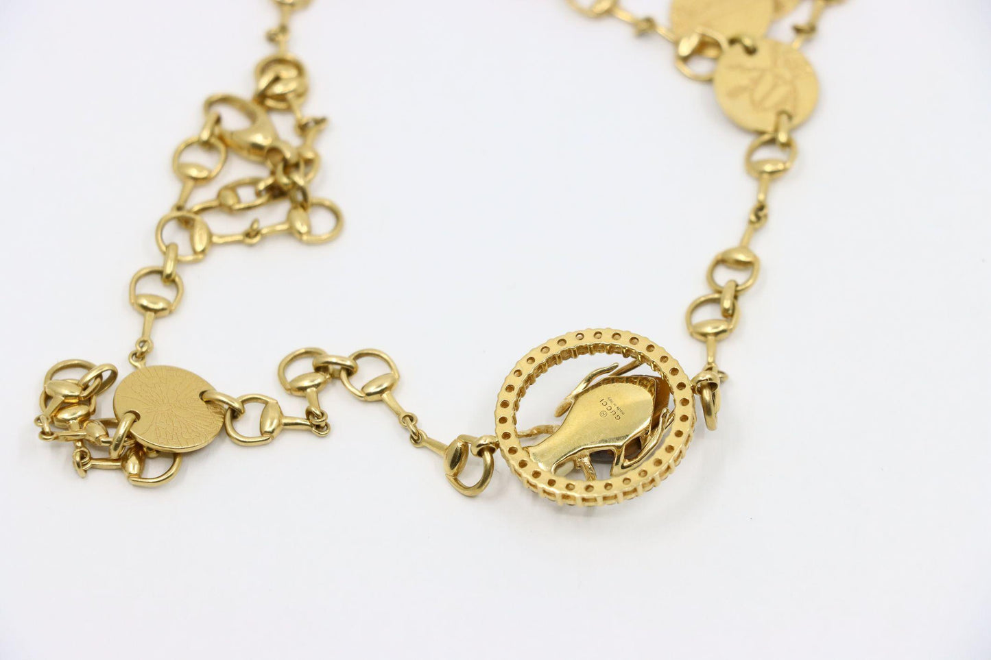 GUCCI Gold Tone Tiger Eye Insect Necklace