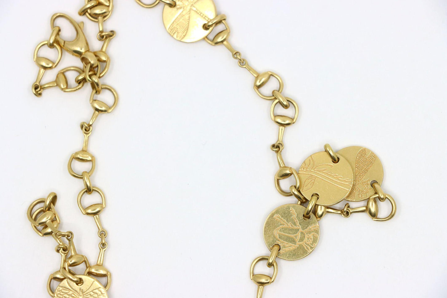 GUCCI Gold Tone Tiger Eye Insect Necklace