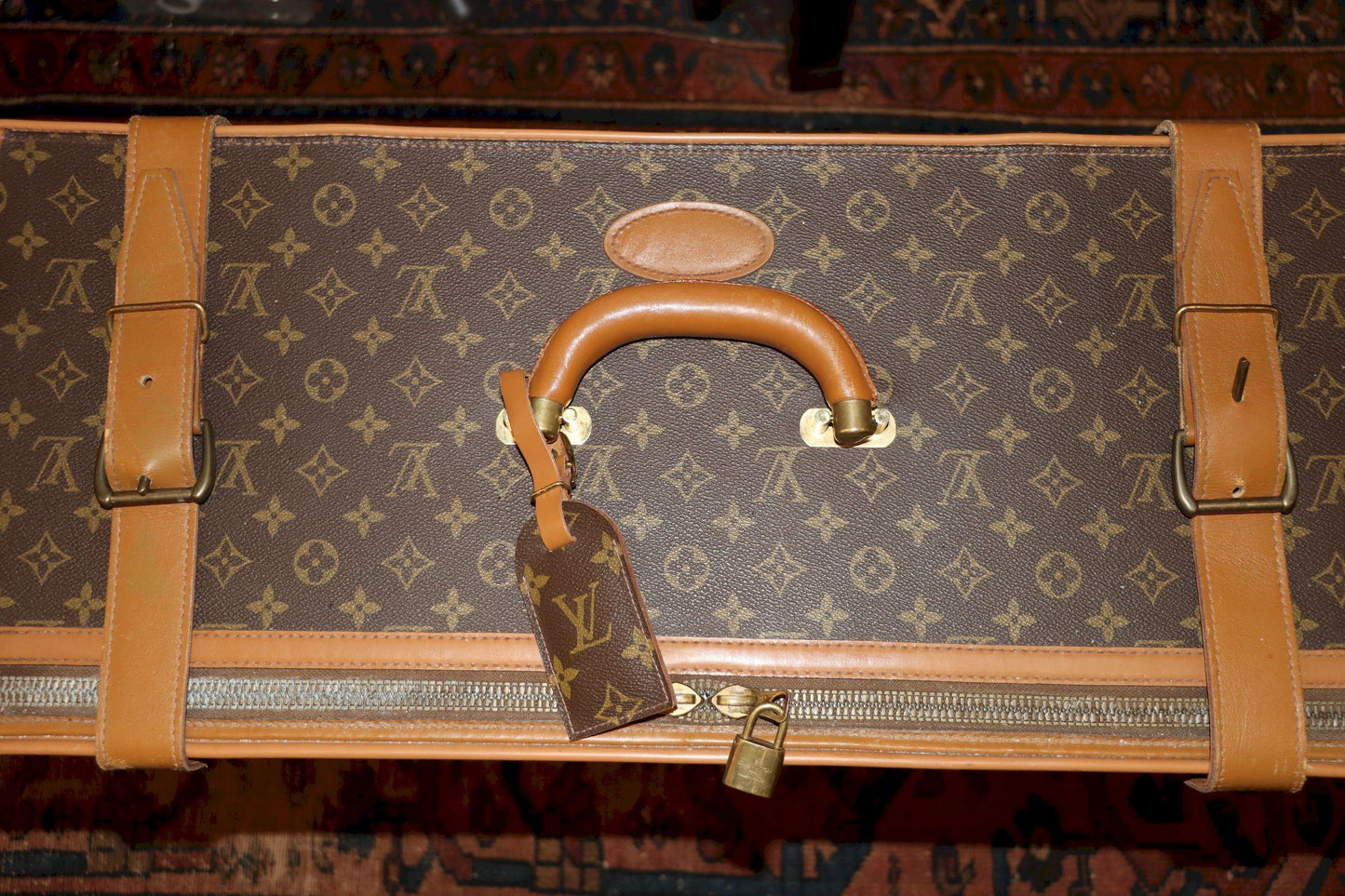 Antique Louis Vuitton Monogram Leather Large Suitcase