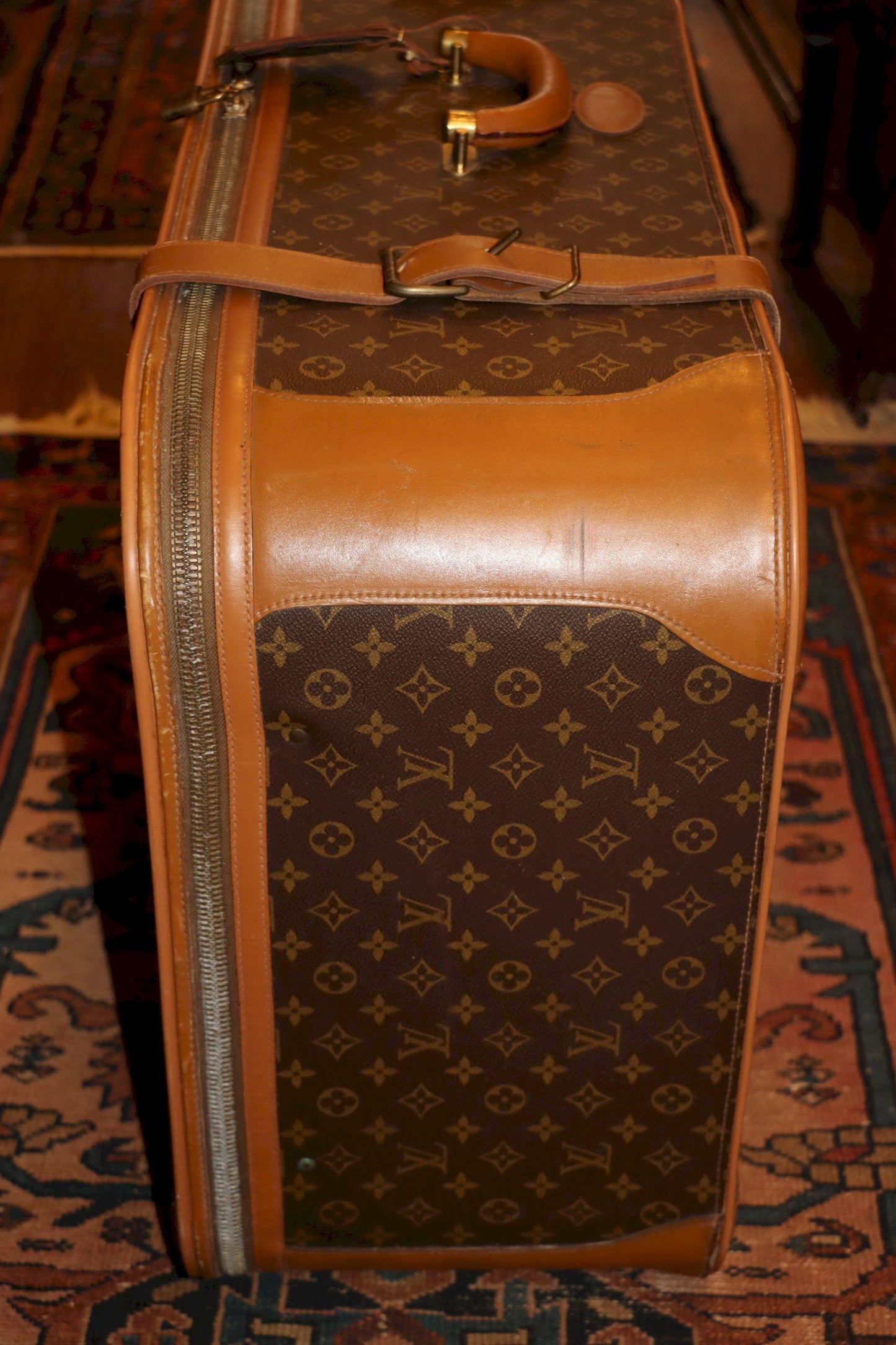 Antique Louis Vuitton Monogram Leather Large Suitcase