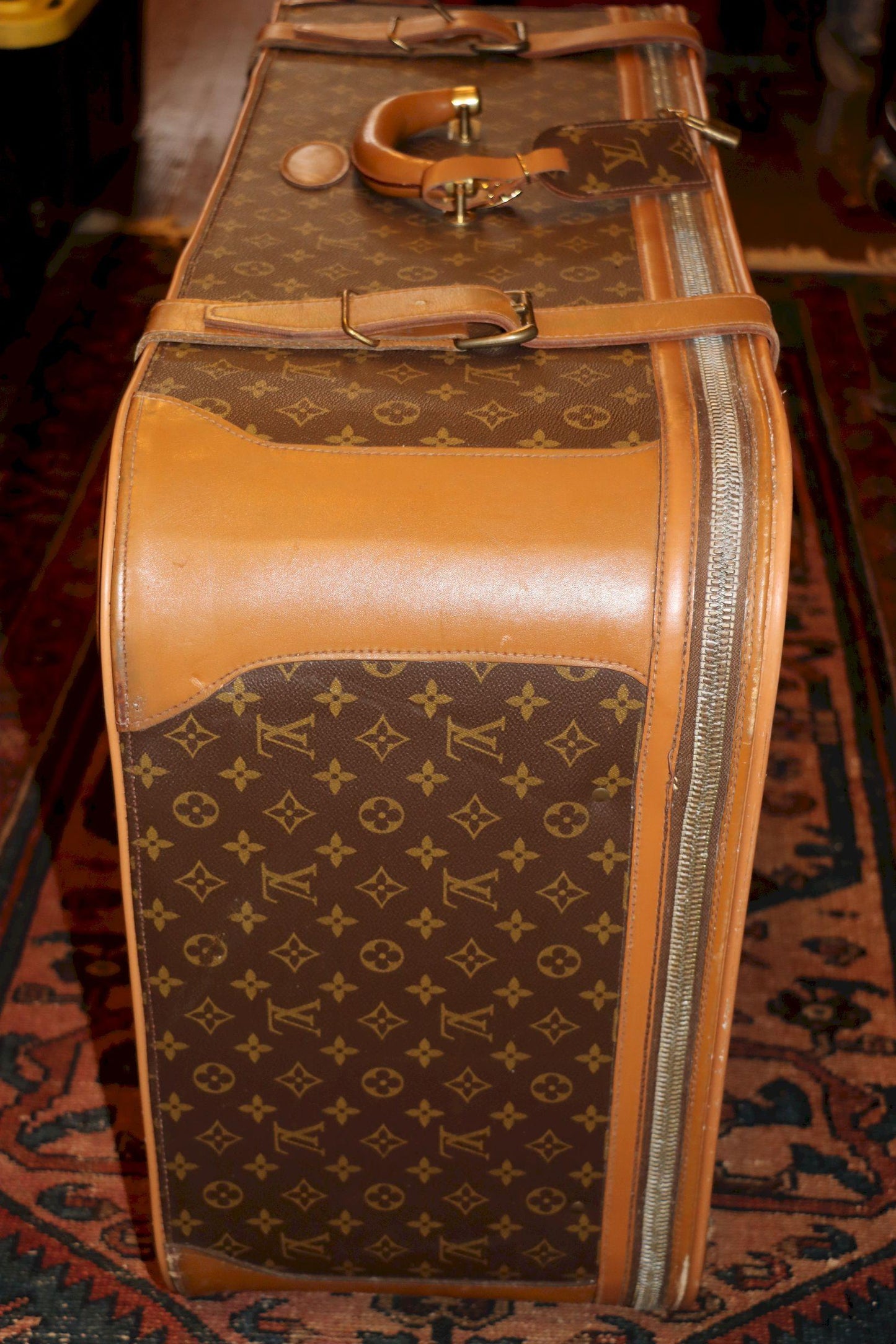 Antique Louis Vuitton Monogram Leather Large Suitcase