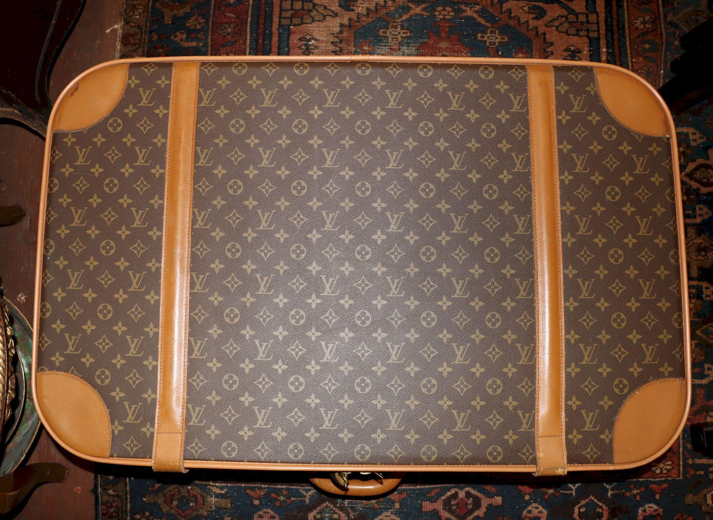 Antique Louis Vuitton Monogram Leather Large Suitcase