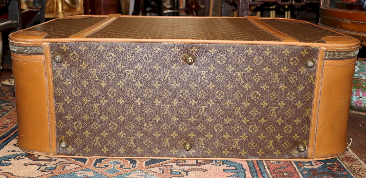 Antique Louis Vuitton Monogram Leather Large Suitcase
