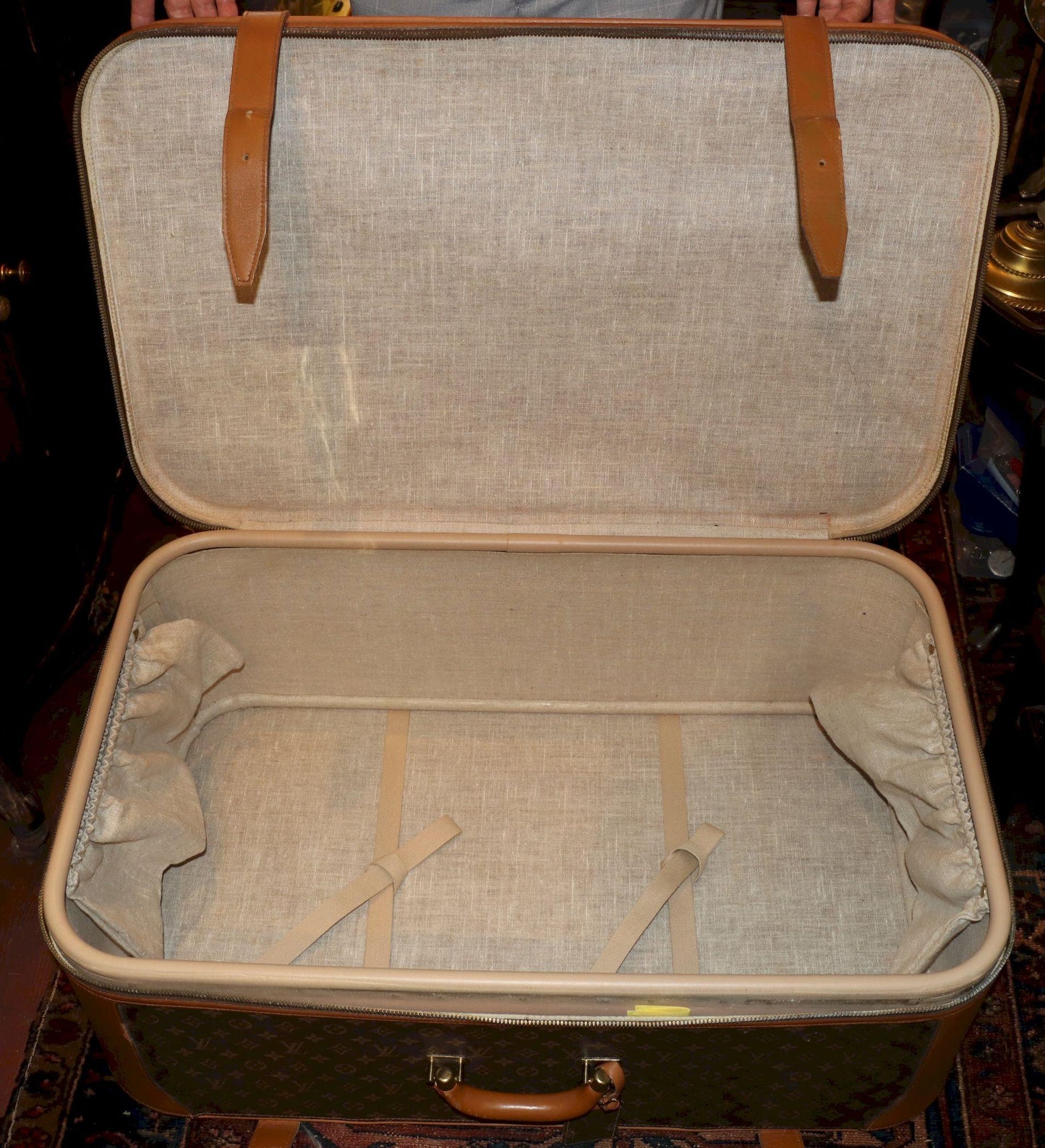 Antique Louis Vuitton Monogram Leather Large Suitcase