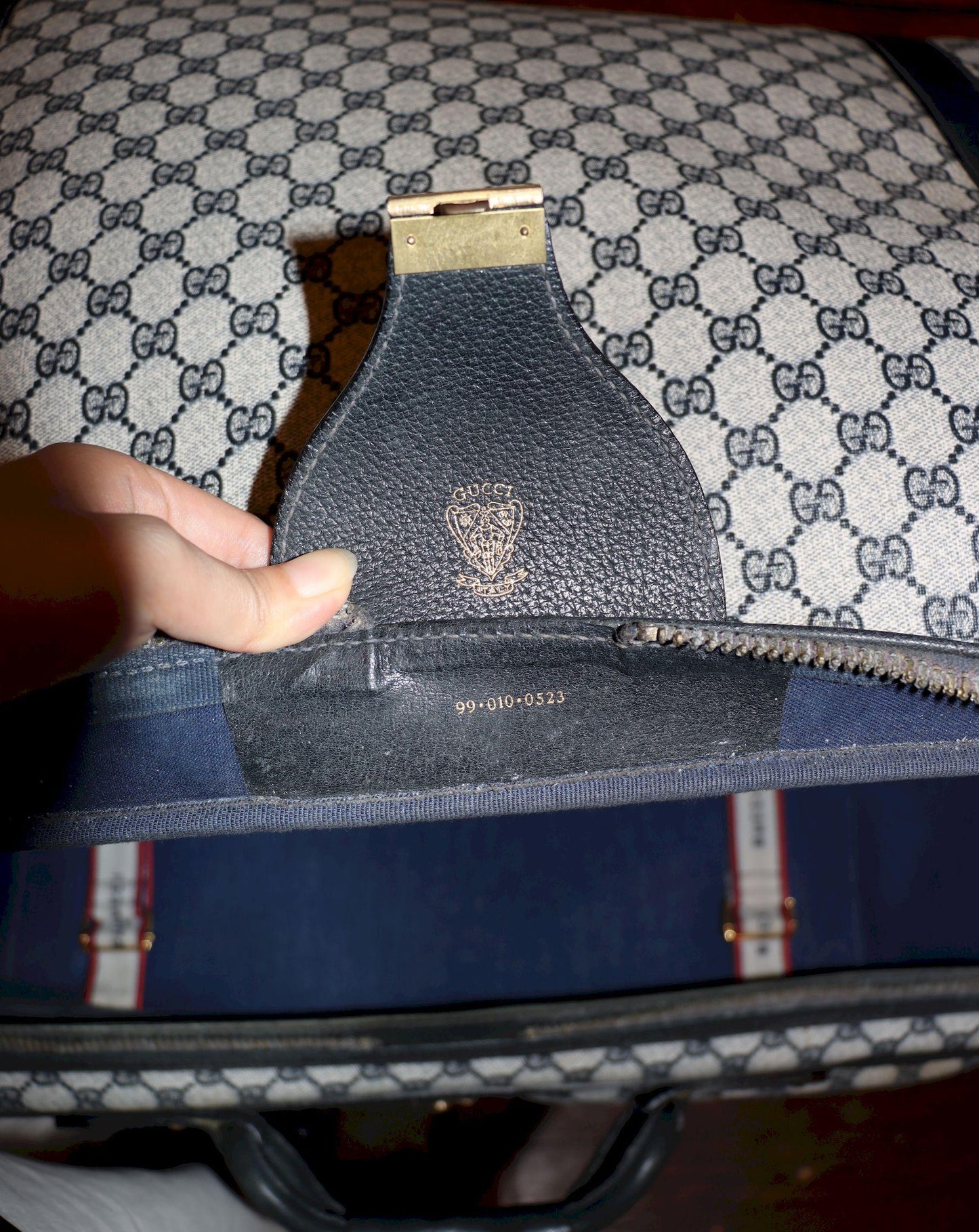 Vintage GUCCI Navy GG Monogram Canvas Travel Suitcase