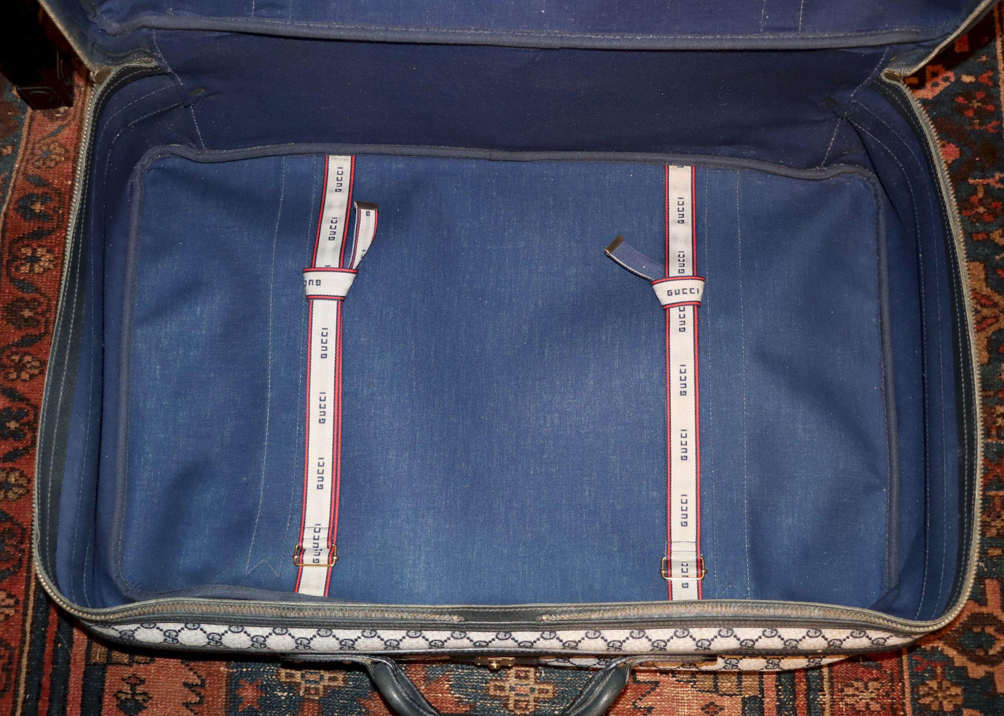 Vintage GUCCI Navy GG Monogram Canvas Travel Suitcase