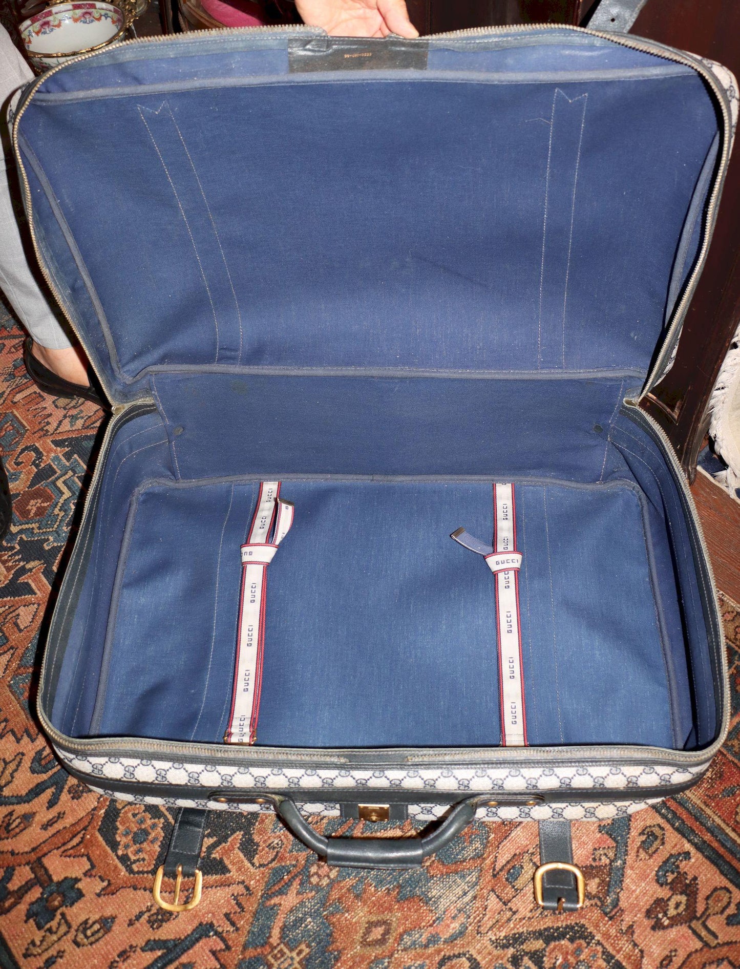 Vintage GUCCI Navy GG Monogram Canvas Travel Suitcase