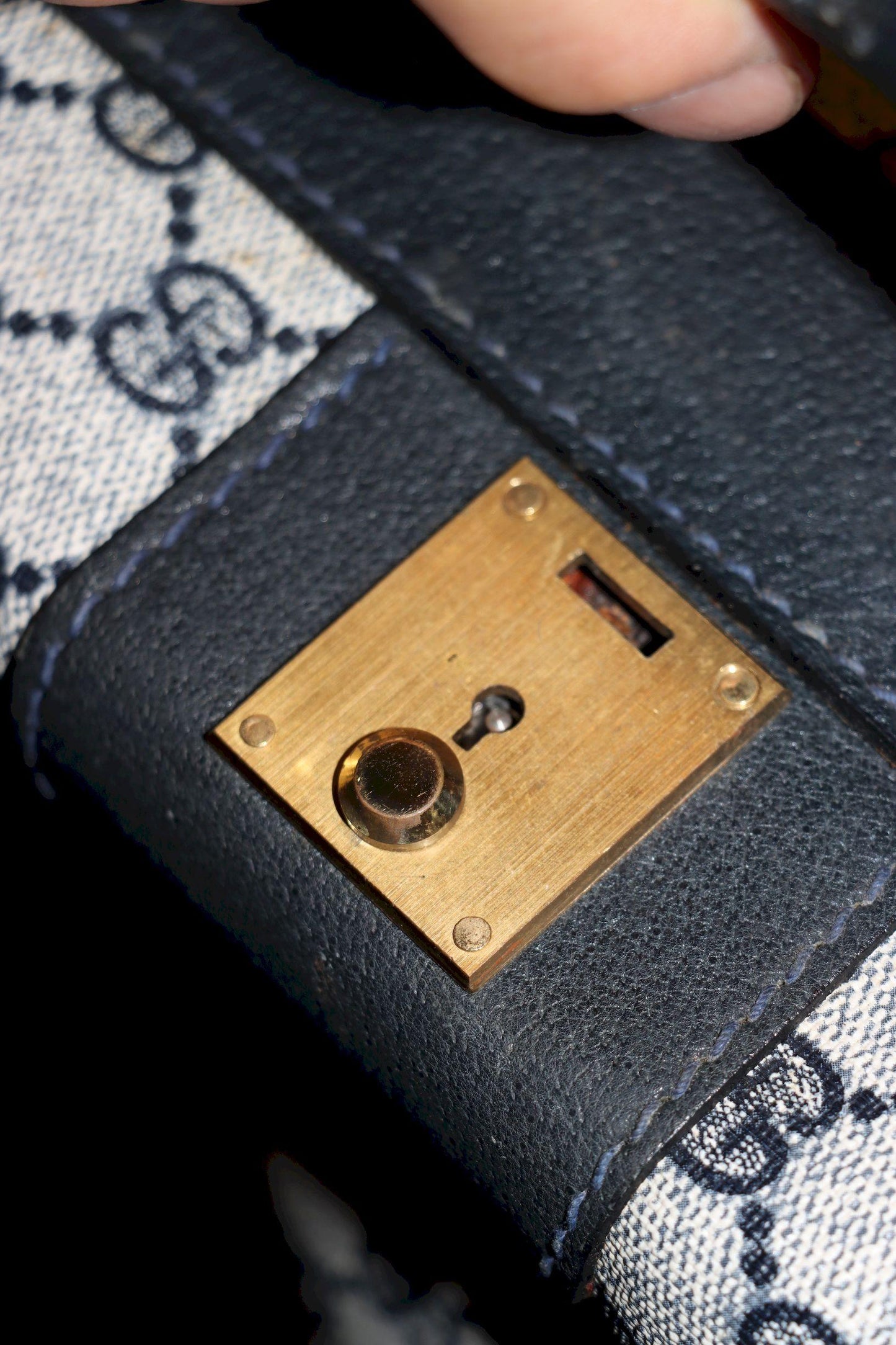 Vintage GUCCI Navy GG Monogram Canvas Travel Suitcase