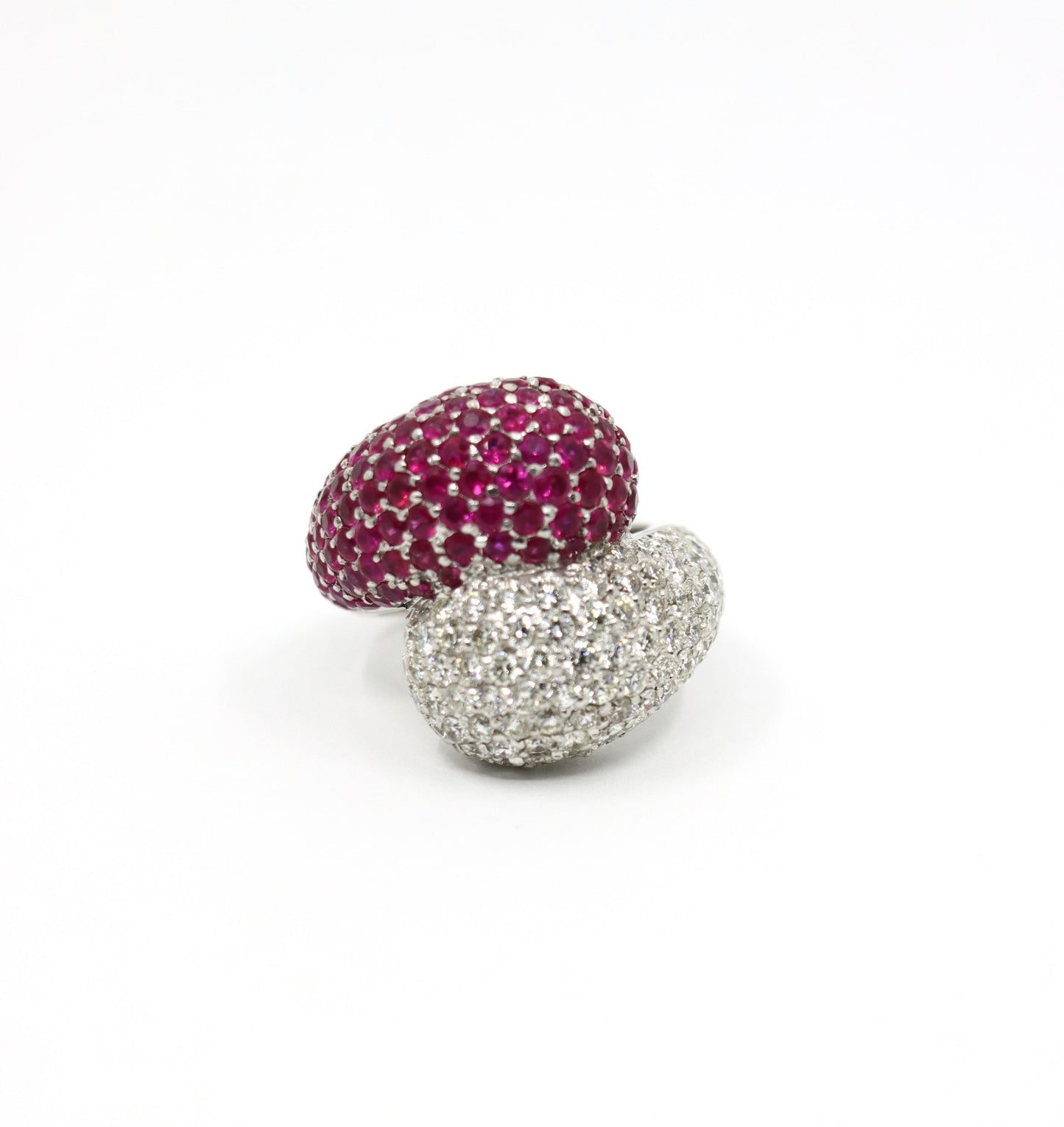 Vintage 18K White Gold Diamond Ruby Ring