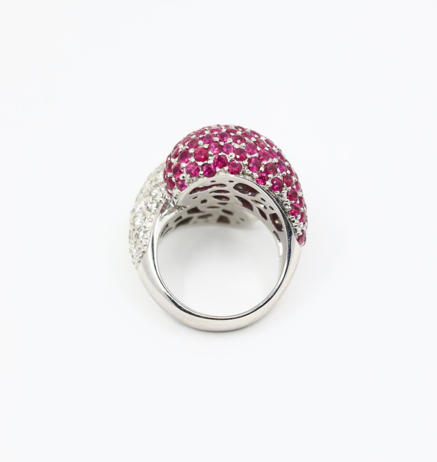 Vintage 18K White Gold Diamond Ruby Ring