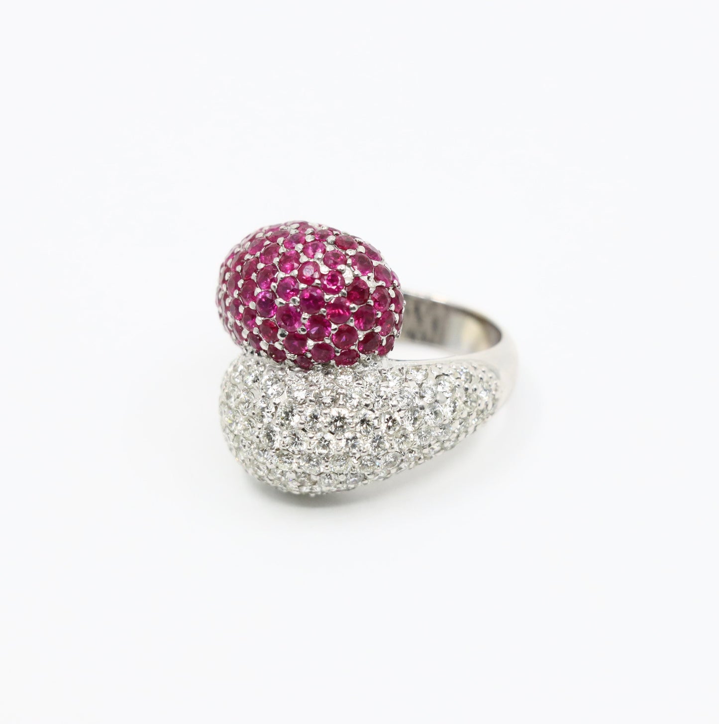 Vintage 18K White Gold Diamond Ruby Ring
