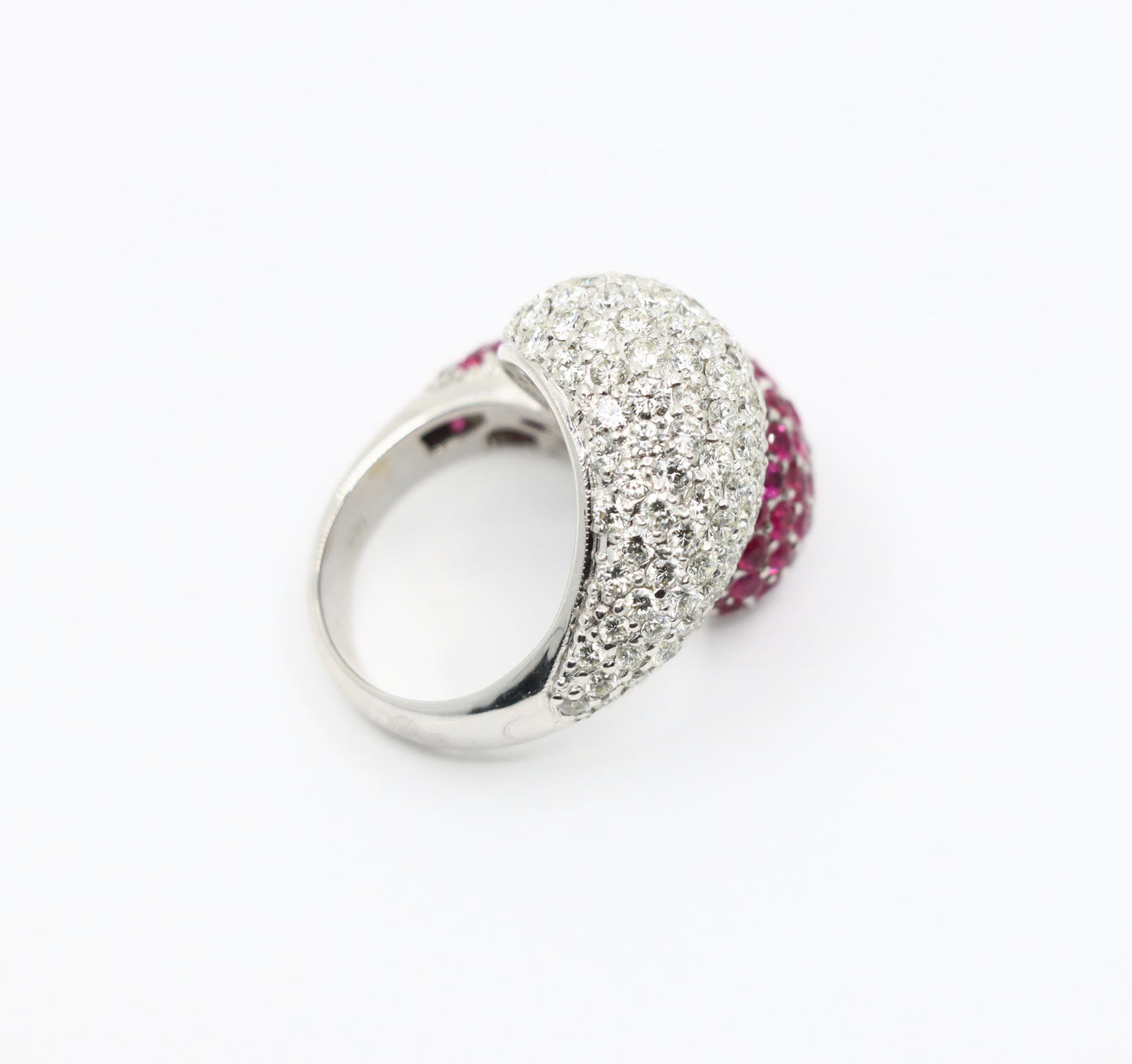 Vintage 18K White Gold Diamond Ruby Ring